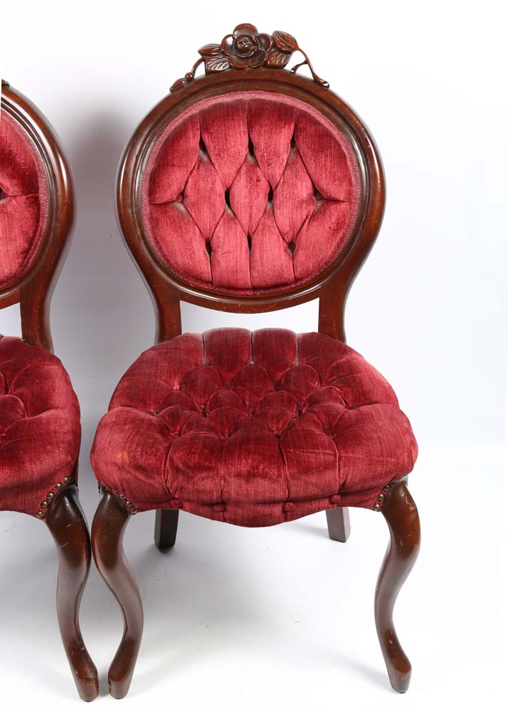 Pair of Victorian Style Upholstered Accent Chairs
