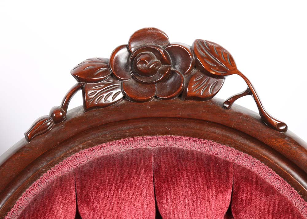 Pair of Victorian Style Upholstered Accent Chairs