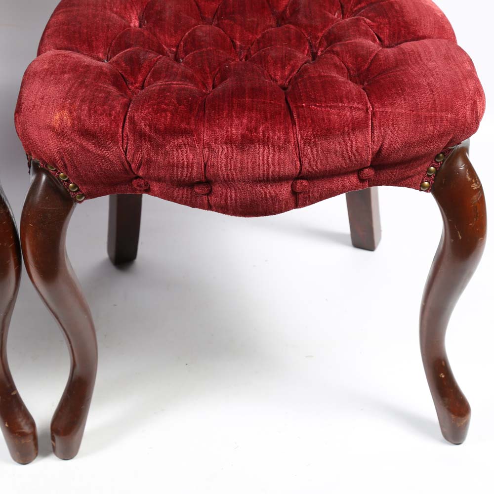 Pair of Victorian Style Upholstered Accent Chairs