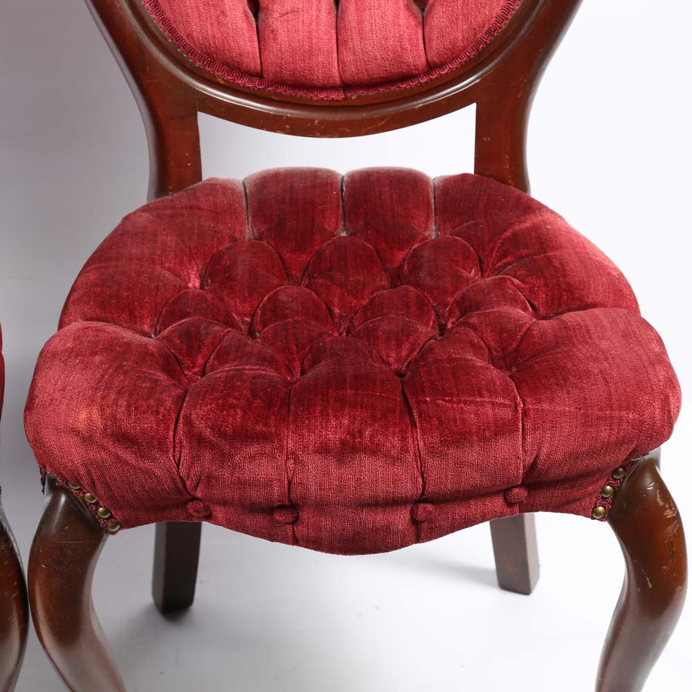 Pair of Victorian Style Upholstered Accent Chairs