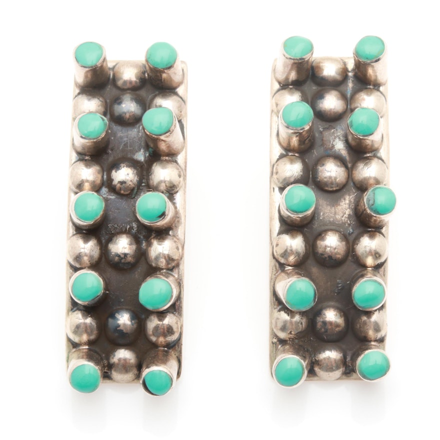 Sterling Silver Turquoise Rectangle Earrings