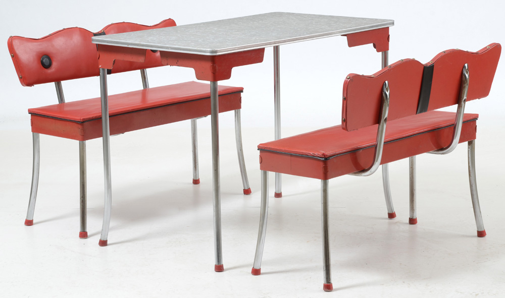 Mid Century Modern Kitchen Table with Bench Seats