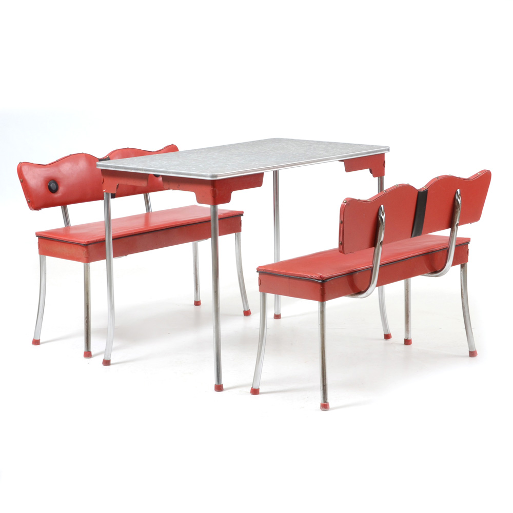 Mid Century Modern Kitchen Table with Bench Seats
