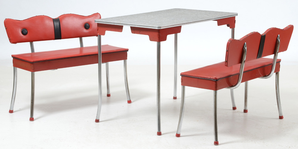 Mid Century Modern Kitchen Table with Bench Seats