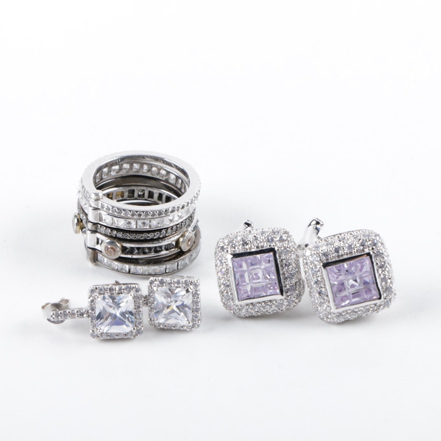 Sterling Silver Jewelry Assortment Including Cubic Zirconia