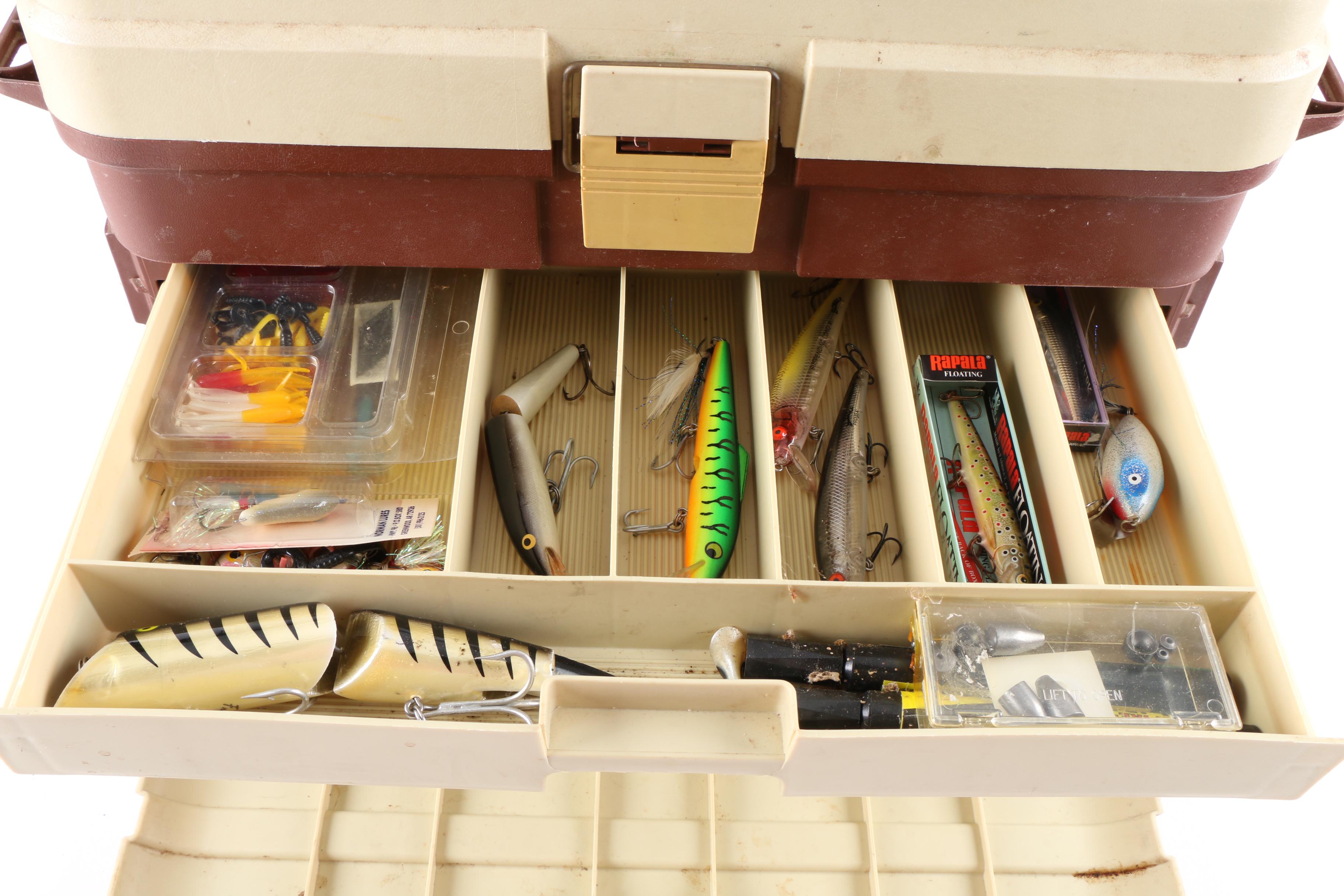 Vintage Plano Tackle Box with Adult Personal Flotation Devices