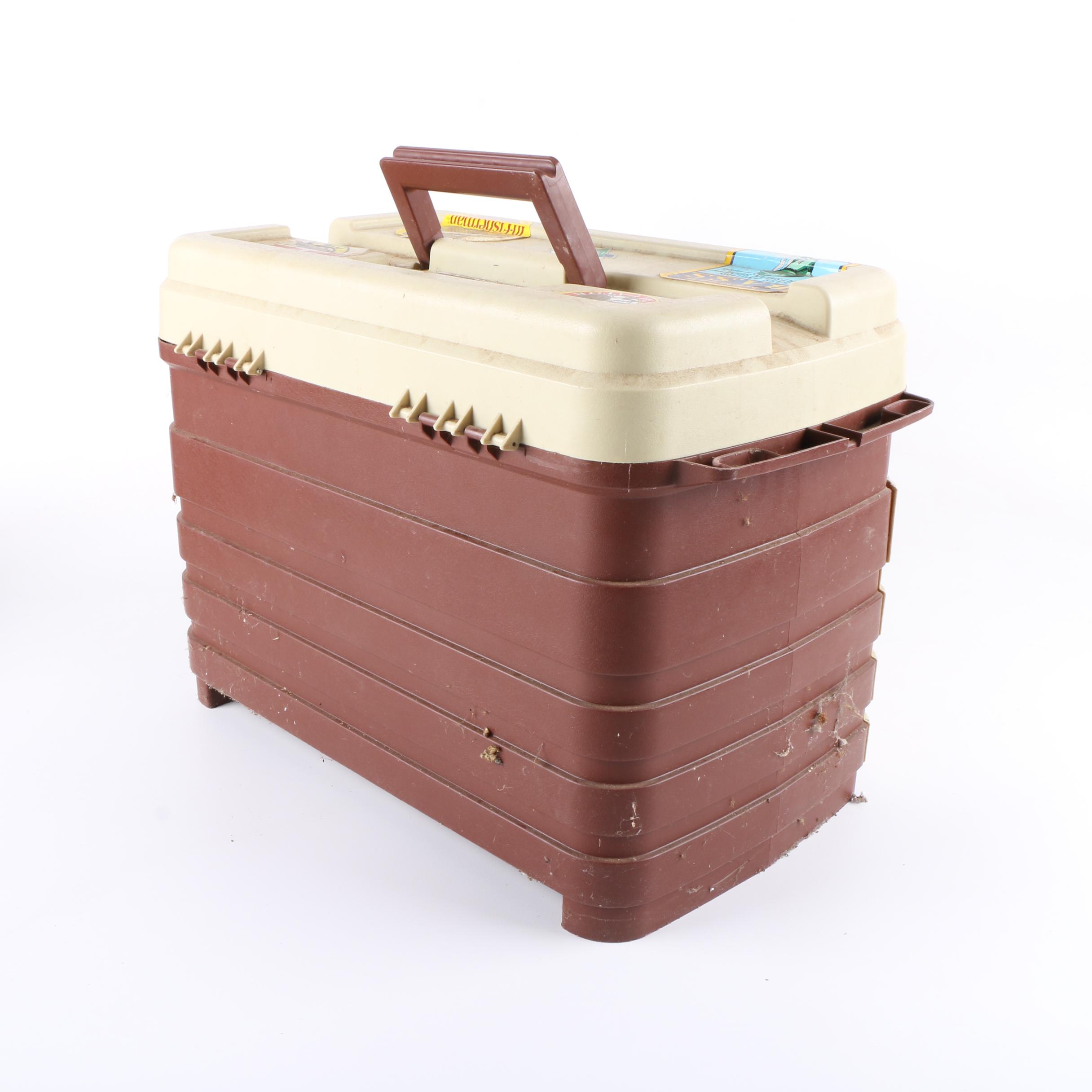 Vintage Plano Tackle Box with Adult Personal Flotation Devices