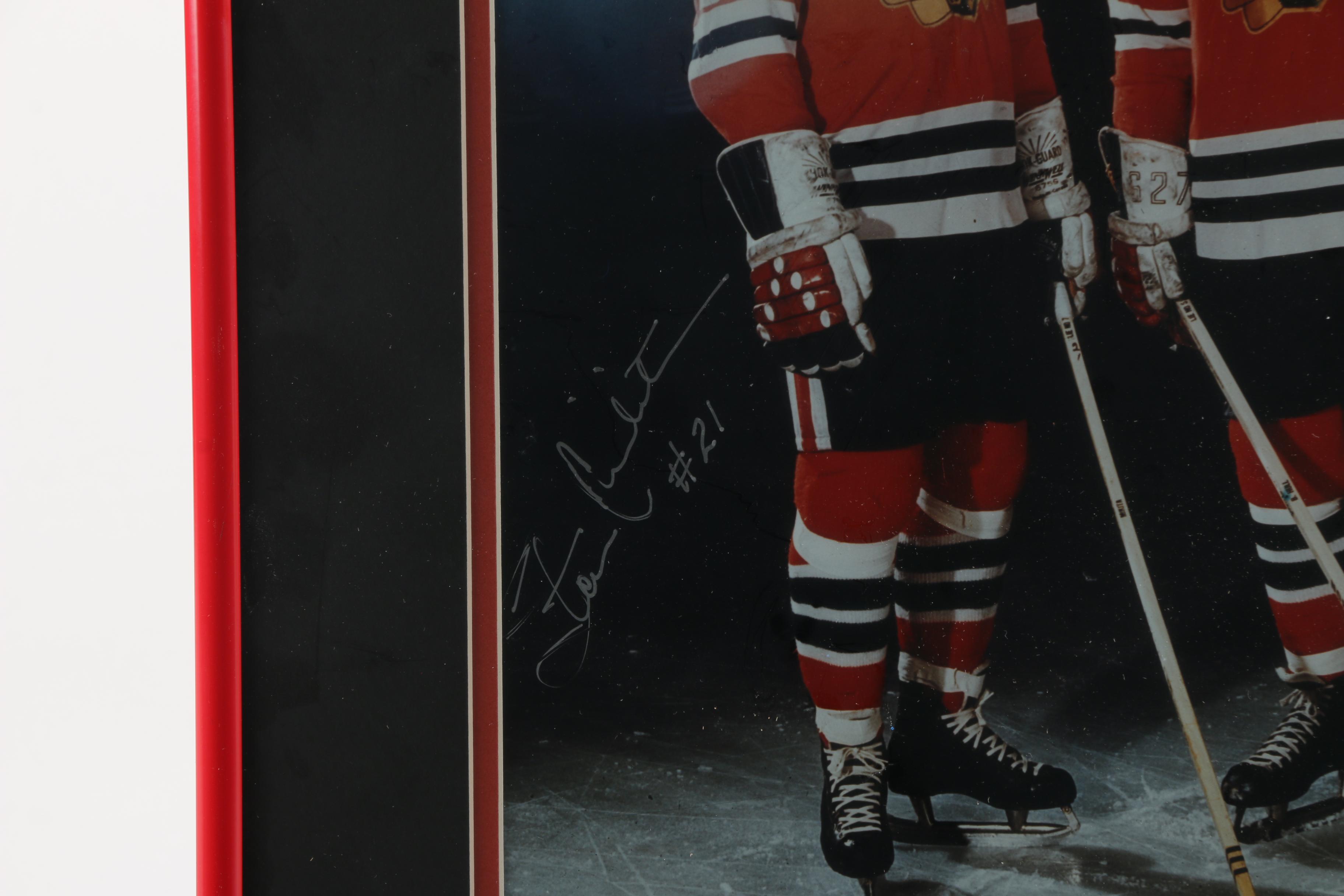 Autographed Stan Mikita and Bobby Hull Photograph with Game Ticket