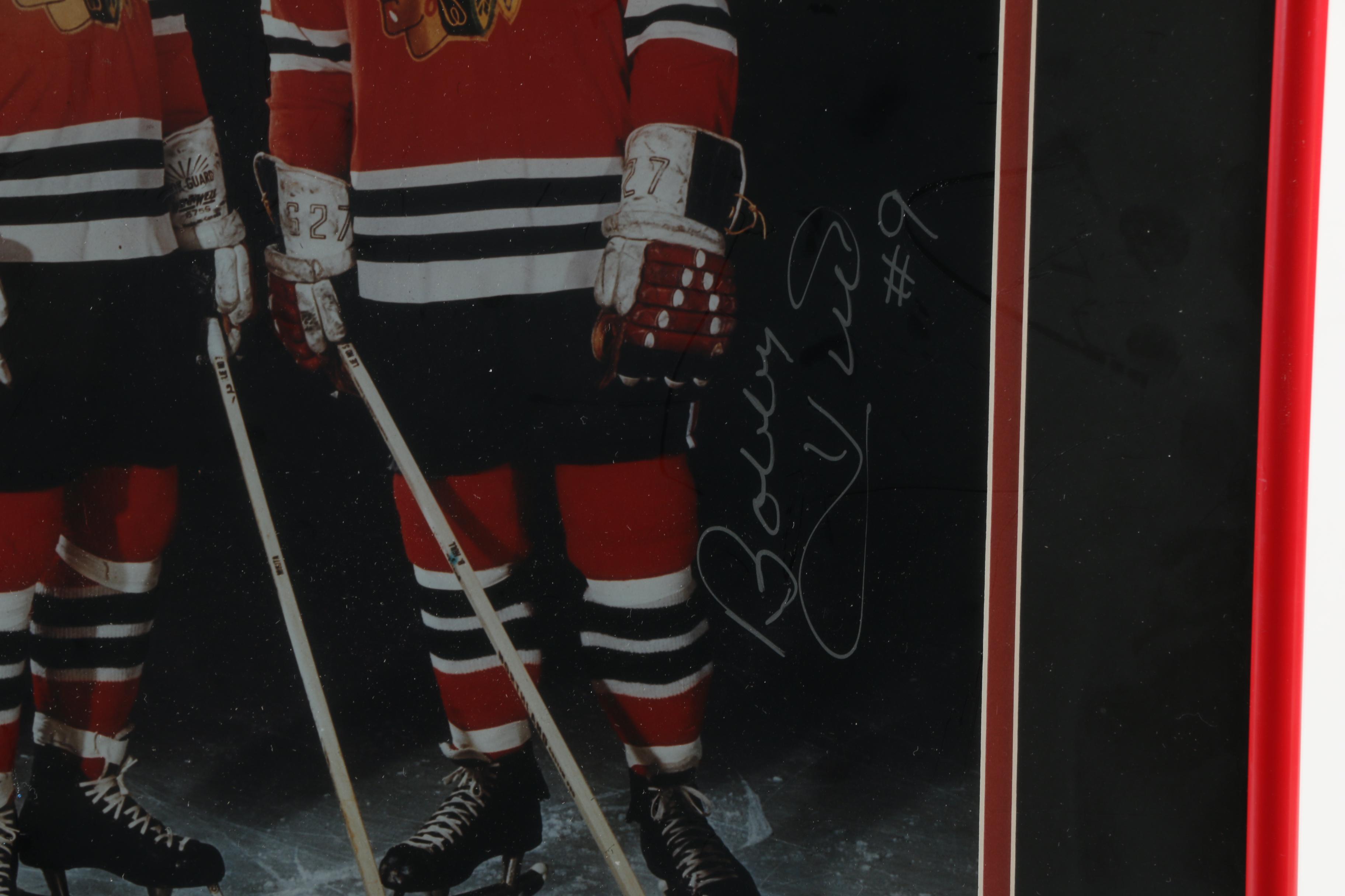 Autographed Stan Mikita and Bobby Hull Photograph with Game Ticket