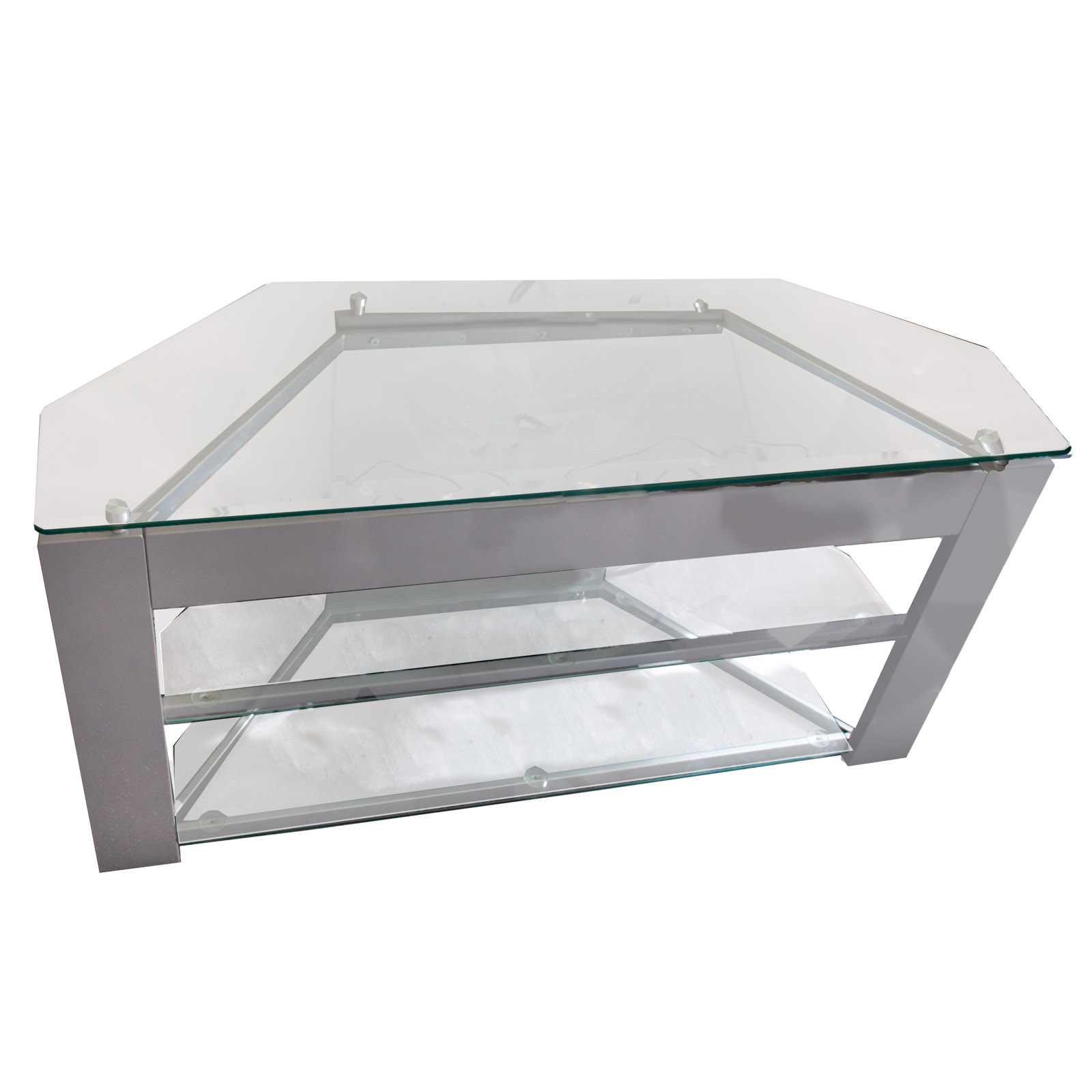 Contemporary Metal and Glass Entertainment Stand