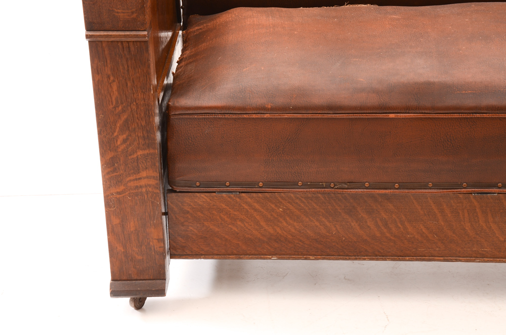 Antique Arts and Crafts Oak Sofa Bed