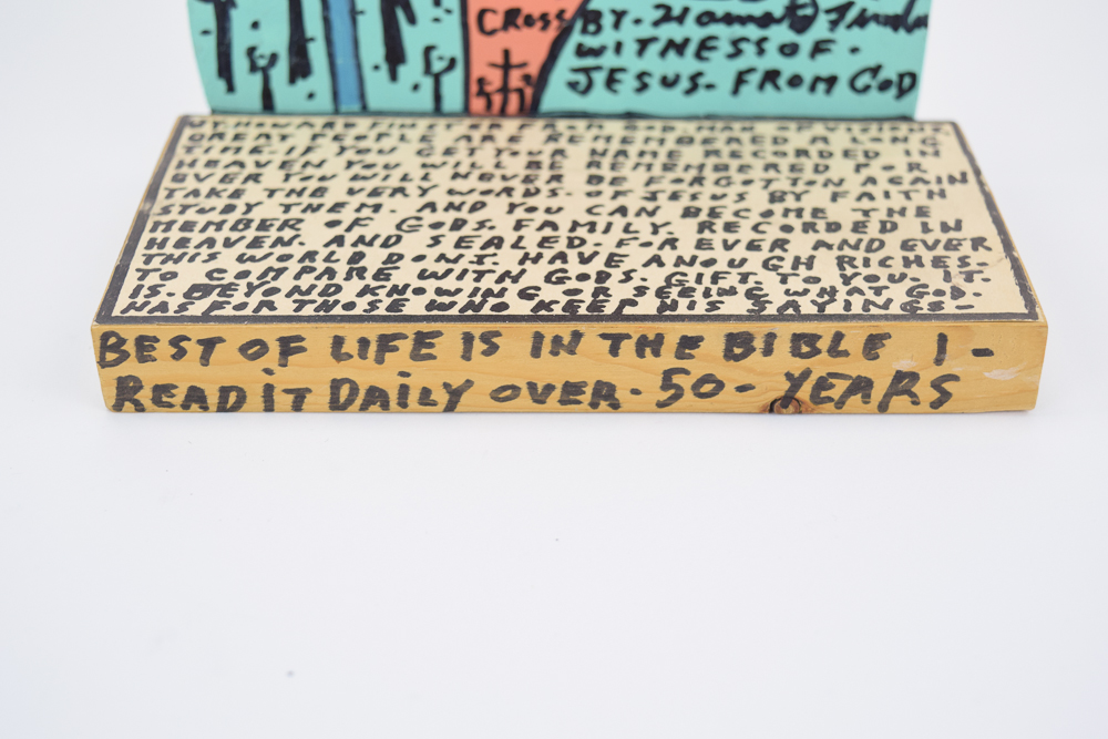 Howard Finster Wooden Folk Art Cut-Out "George Washington"