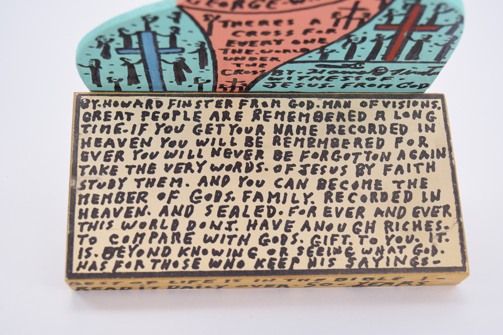 Howard Finster Wooden Folk Art Cut-Out "George Washington"