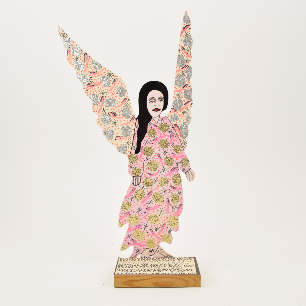 Howard Finster Wooden Folk Art Cut-Out "Angel"