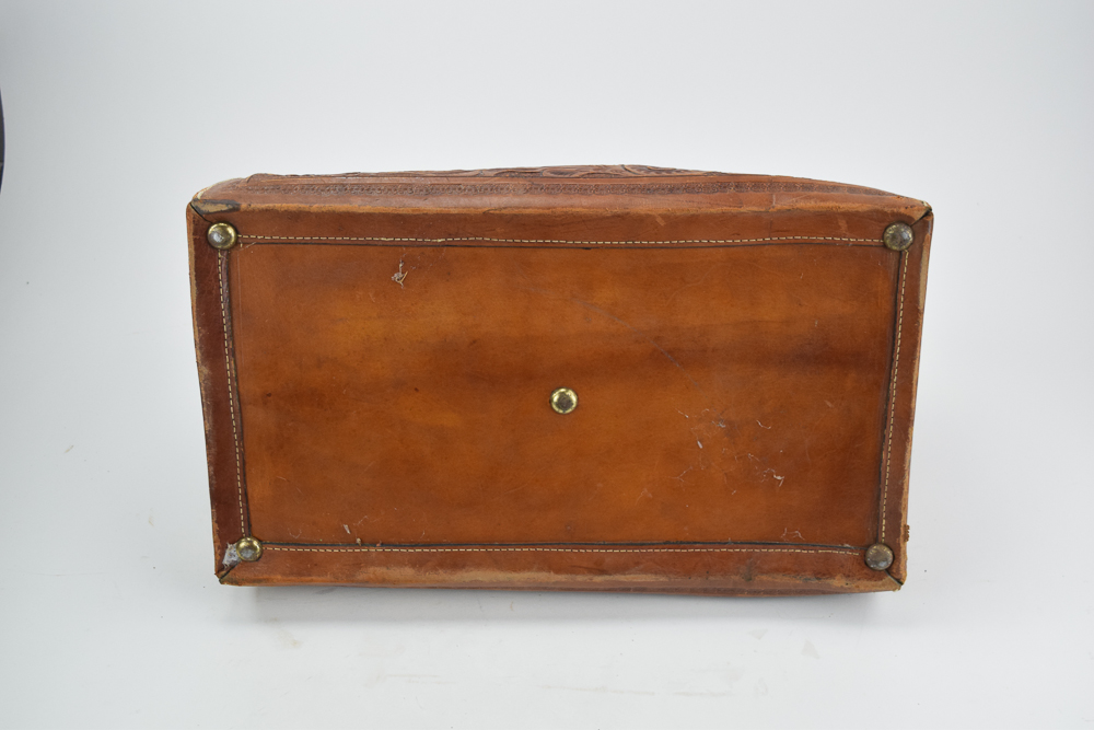 Vintage J. Caudillo Mexico Tooled Leather Doctor's Bag