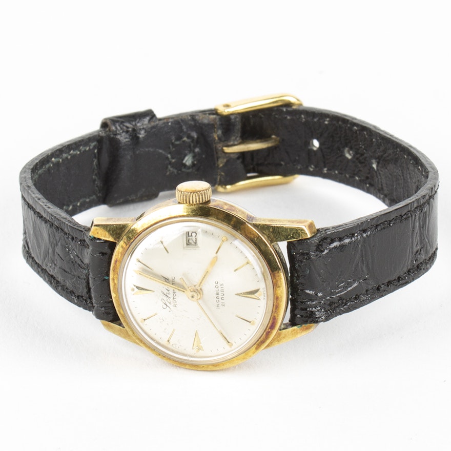 Schild Gold Tone Automatic Wristwatch with Leather Band