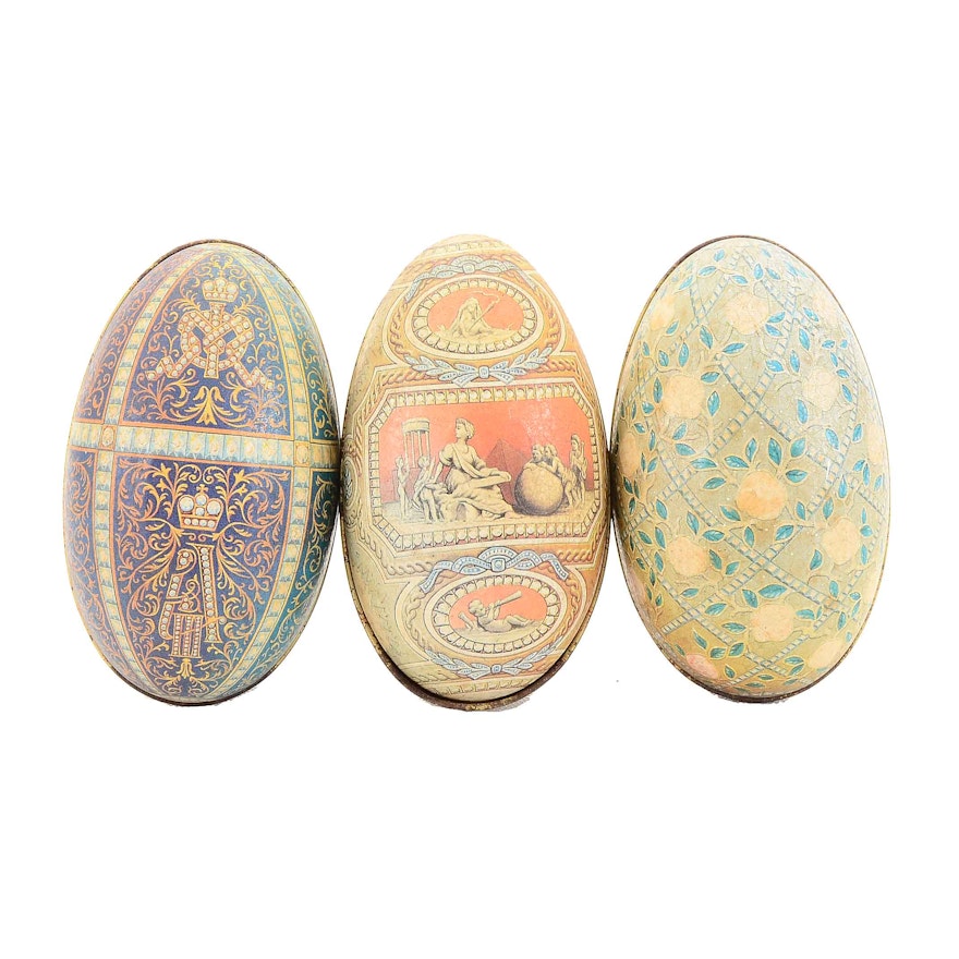 Three Antique Egg Candy Containers