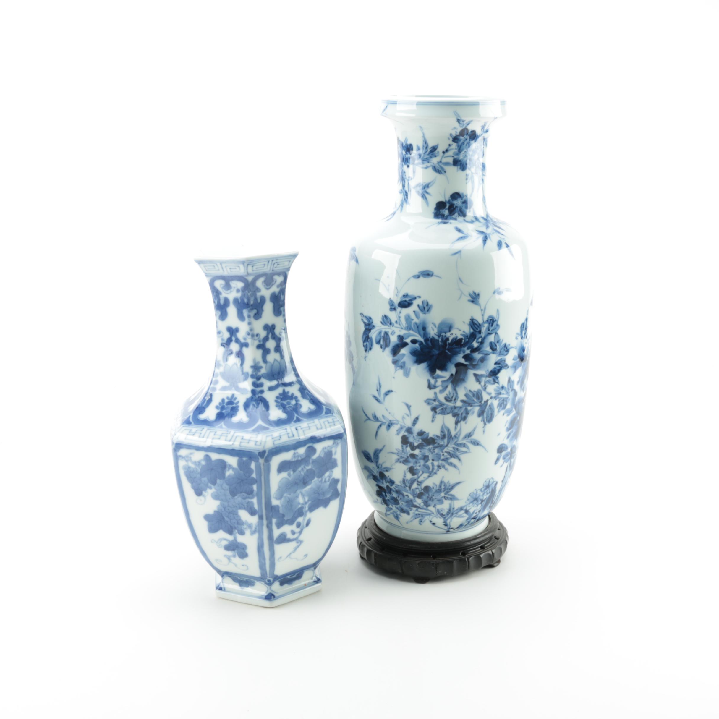 Blue and White Ceramic and Porcelain Vases