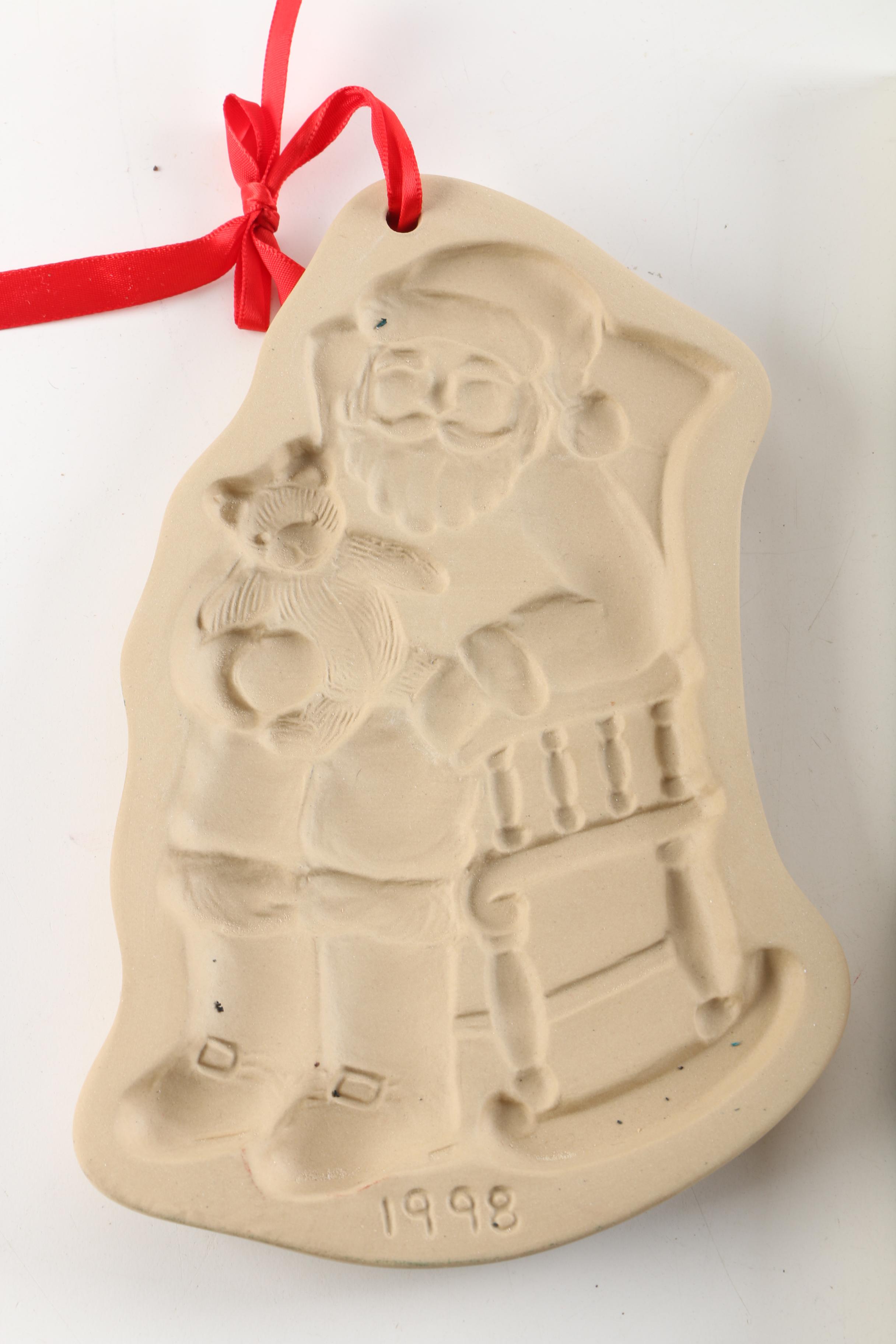 Longaberger "St. Nick" 1993 and Brown Bag "Rocking Santa" 1998 Cookie Molds