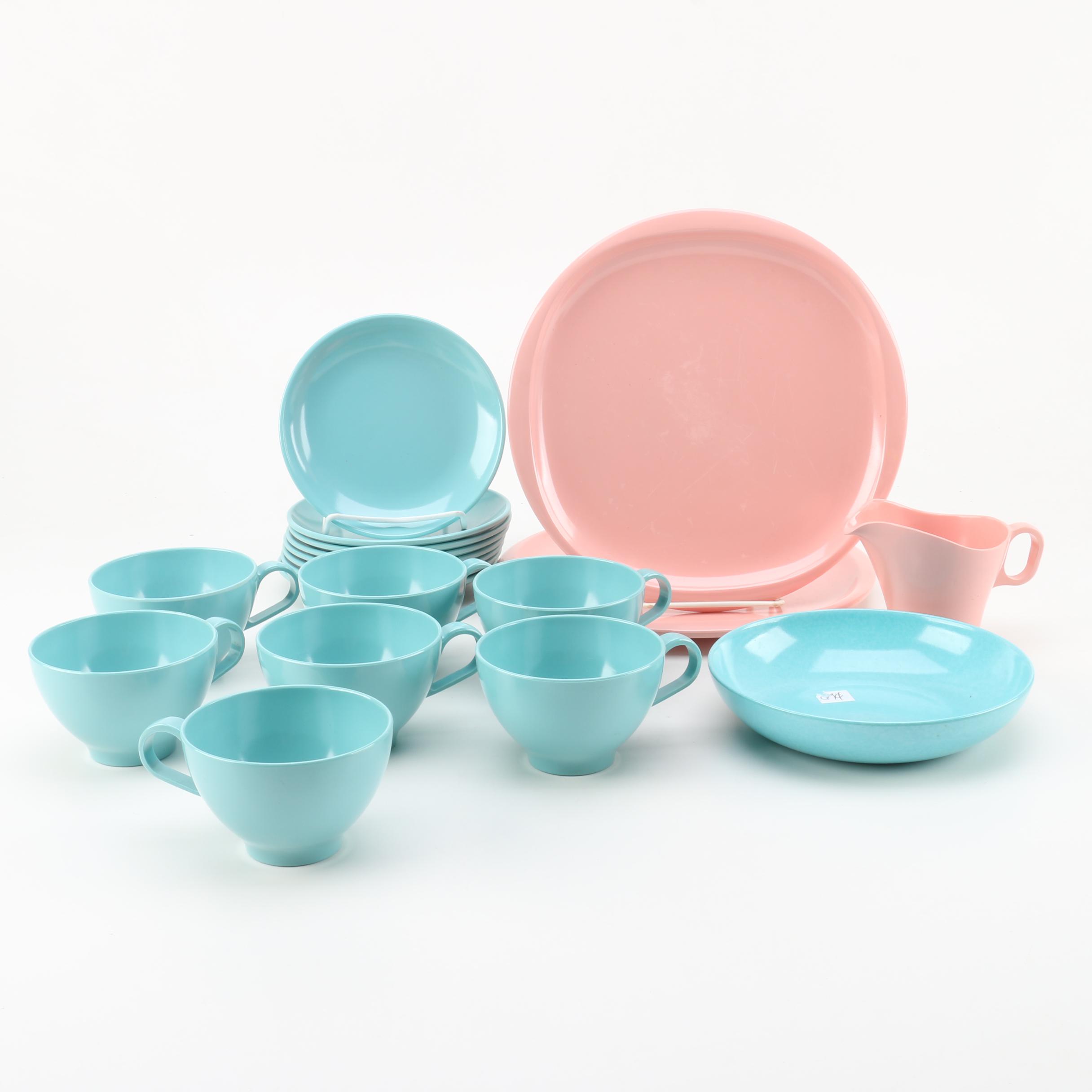 Vintage Boontonware and Melmac "Malibu Ware" Tableware