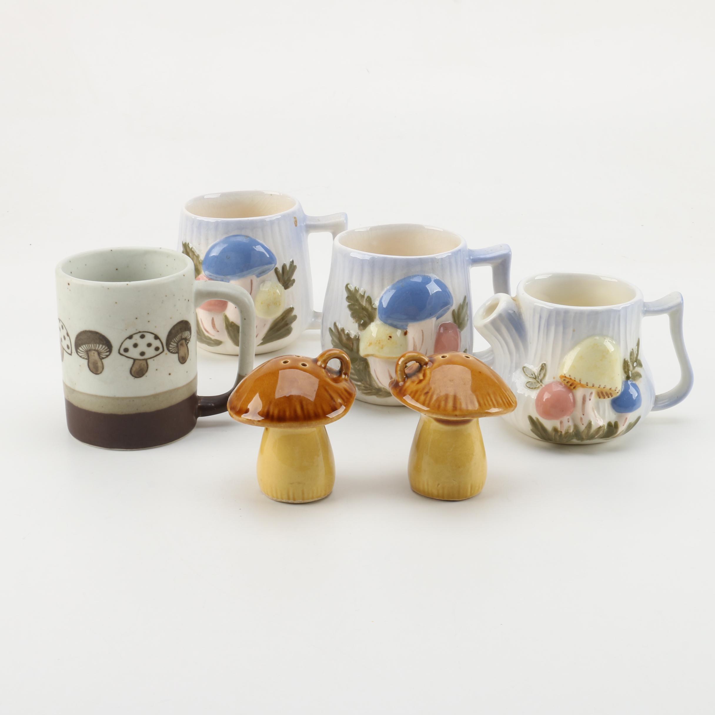 Vintage Mushroom Motif Ceramic Tableware