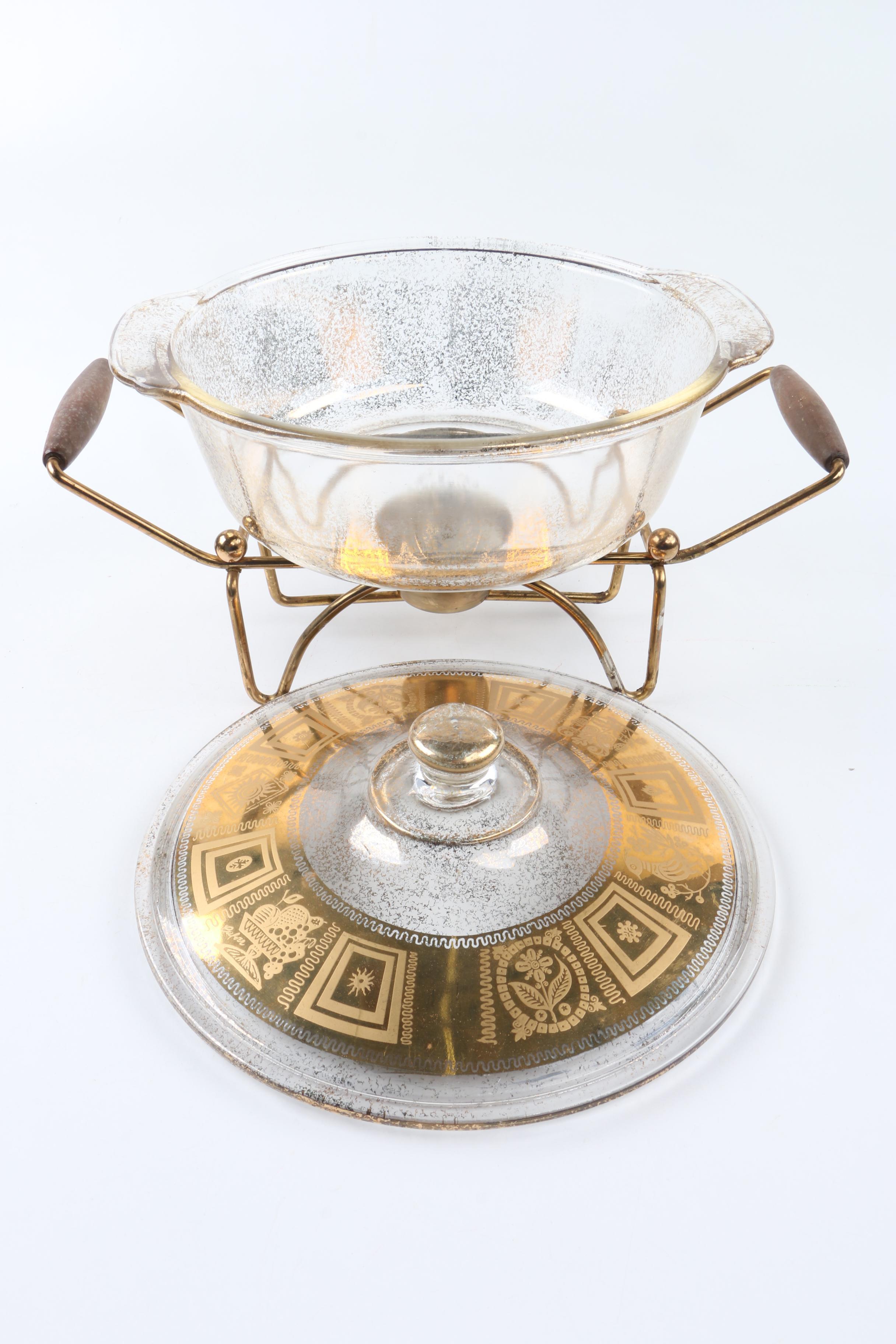 Fire King Culver "Coronet" Glass Casserole and Chafer with Tray