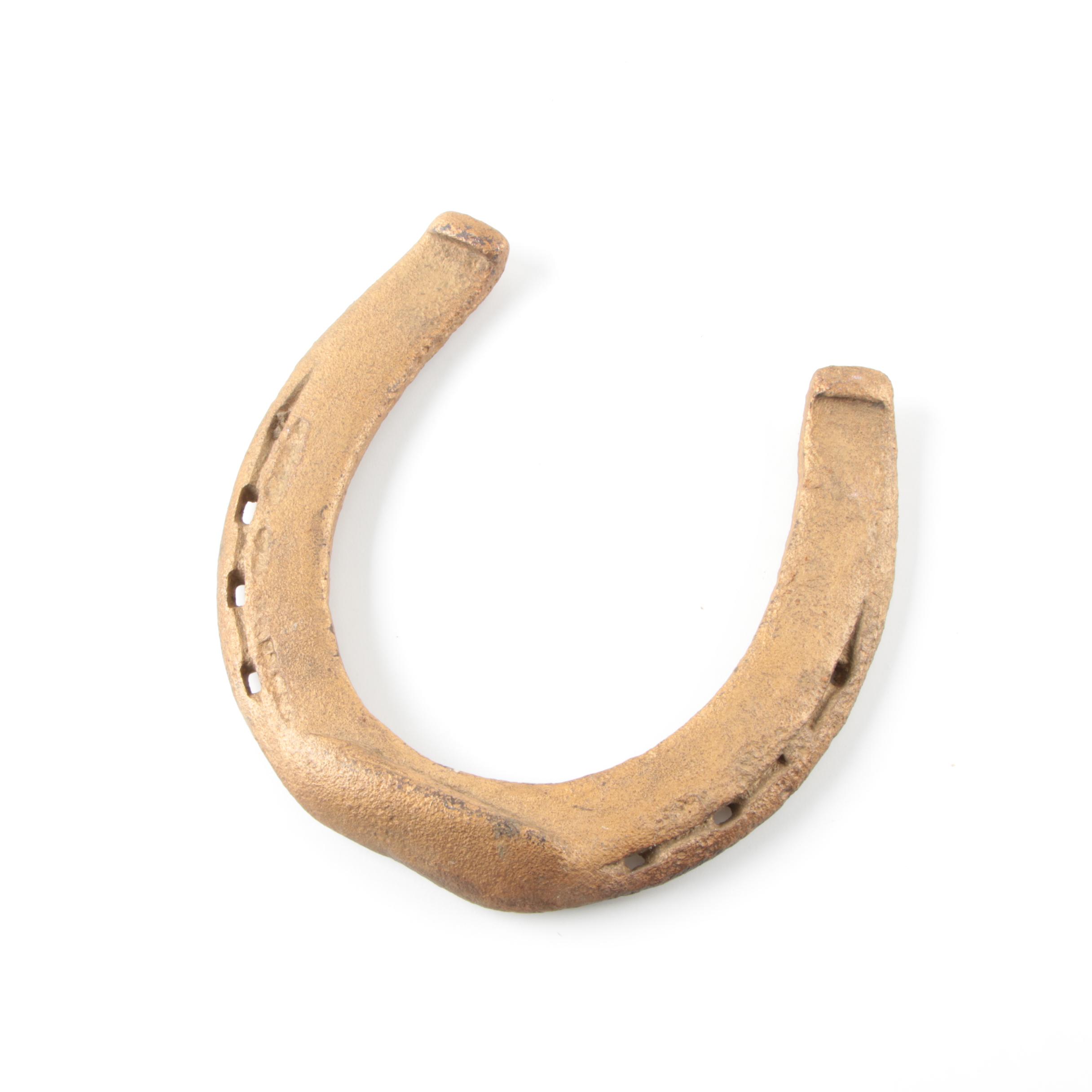 Vintage Gold Painted Draft Horse Shoe