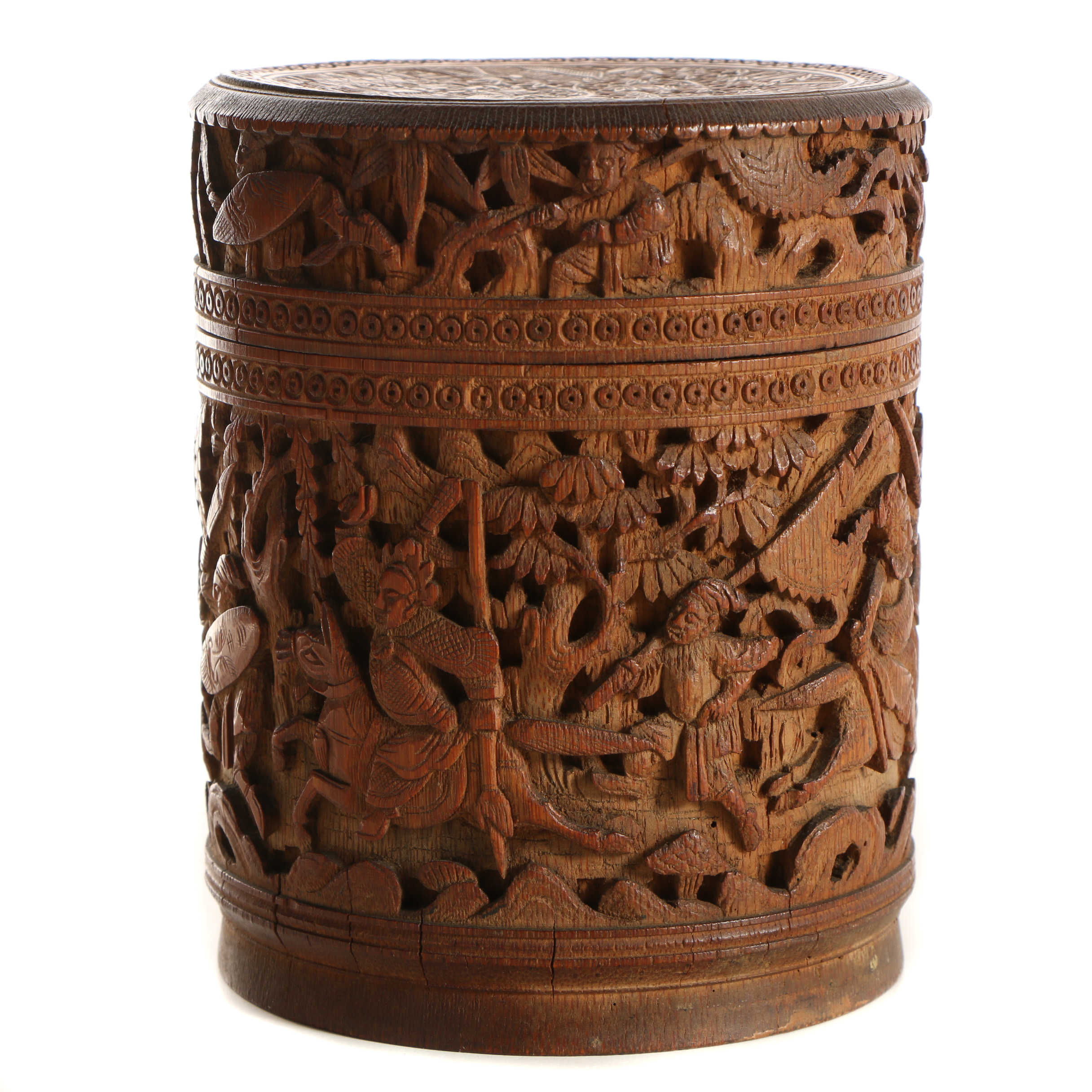 Chinese Qing Dynasty Carved Bamboo Tea Caddy