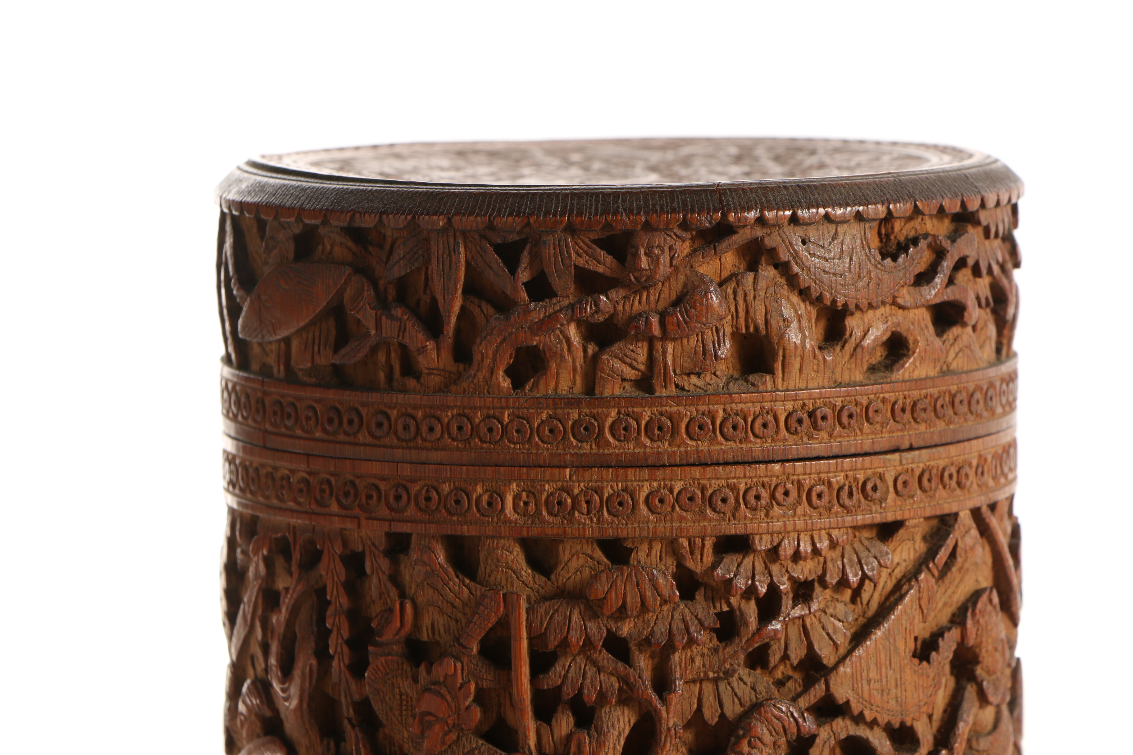 Chinese Qing Dynasty Carved Bamboo Tea Caddy