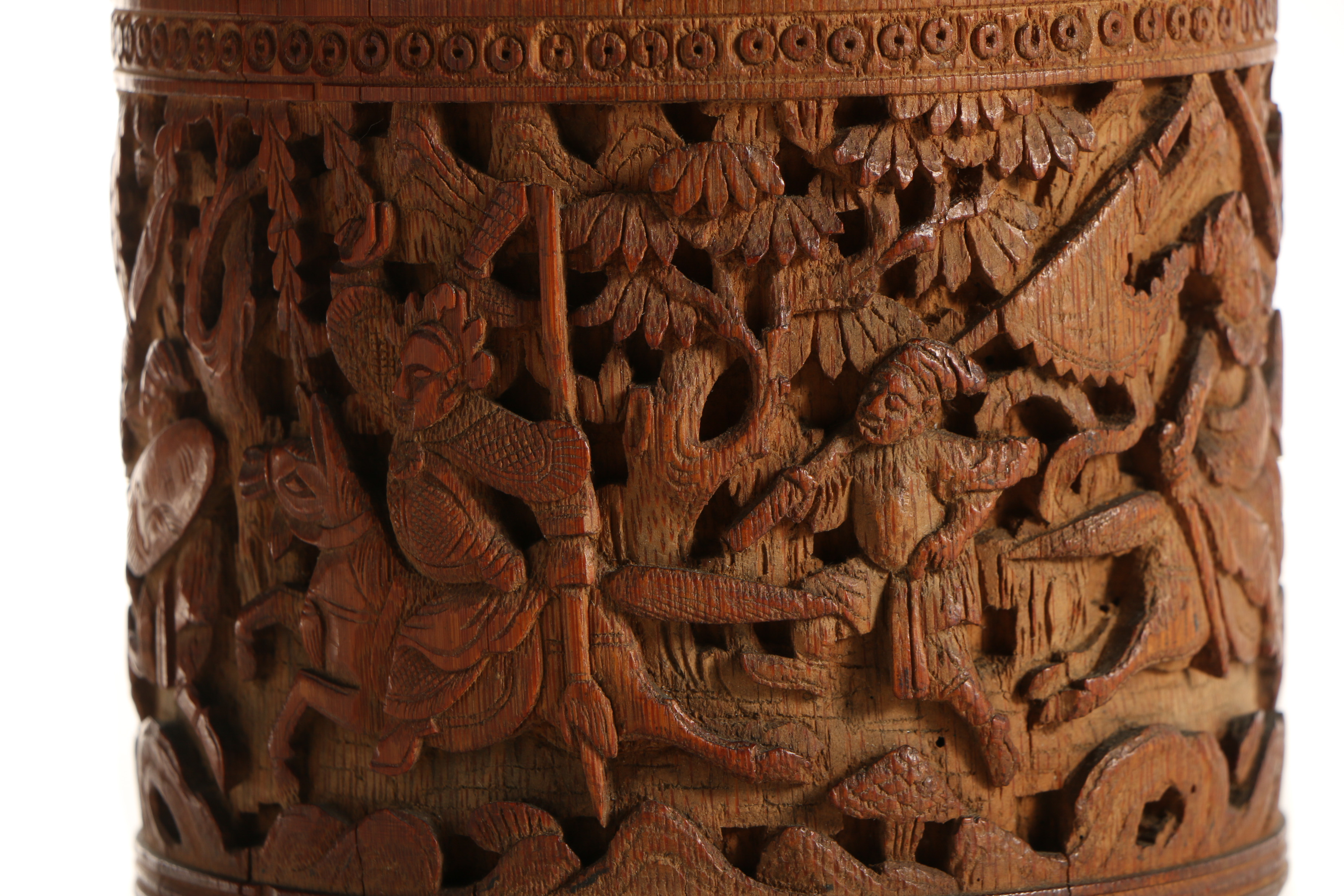 Chinese Qing Dynasty Carved Bamboo Tea Caddy