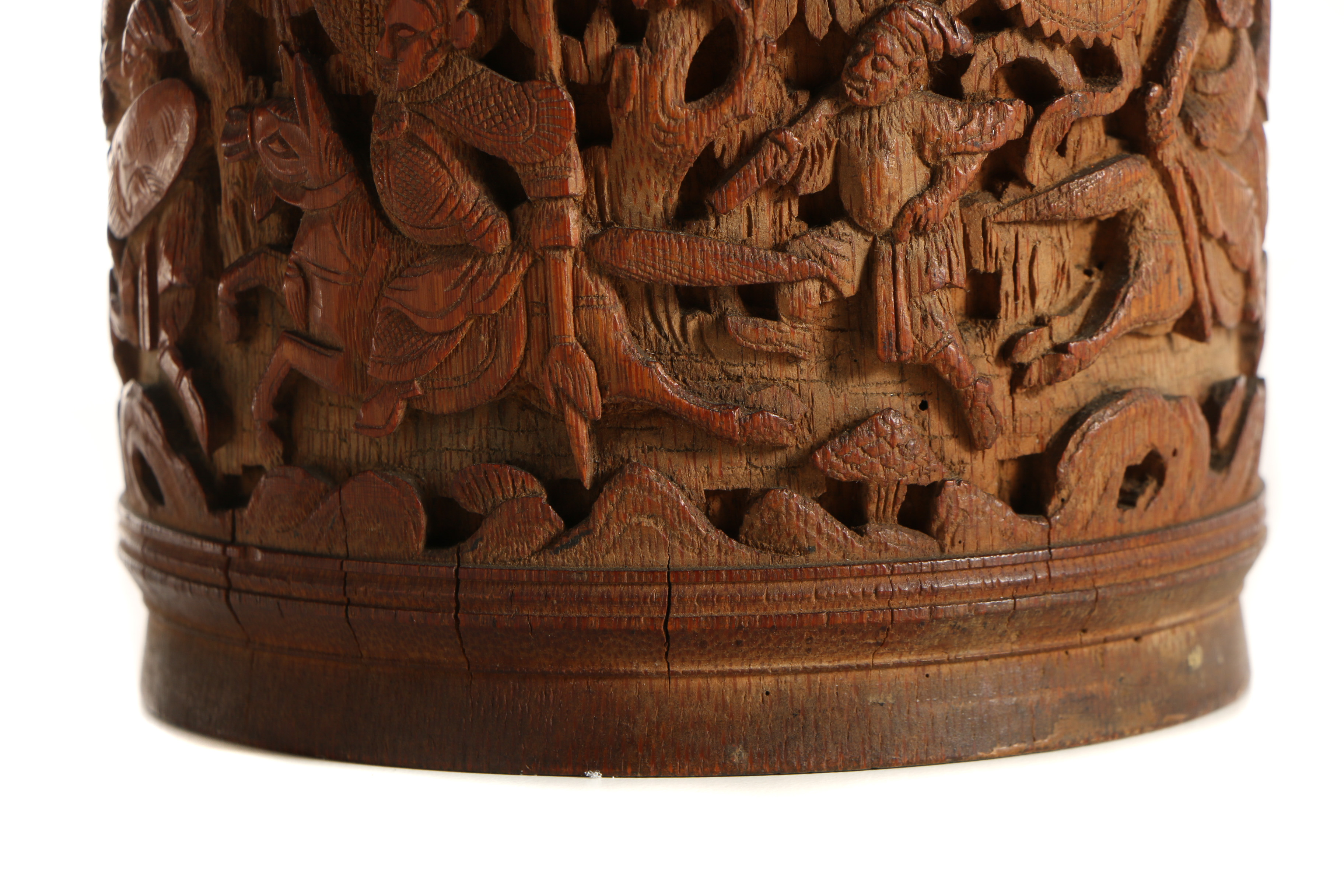 Chinese Qing Dynasty Carved Bamboo Tea Caddy