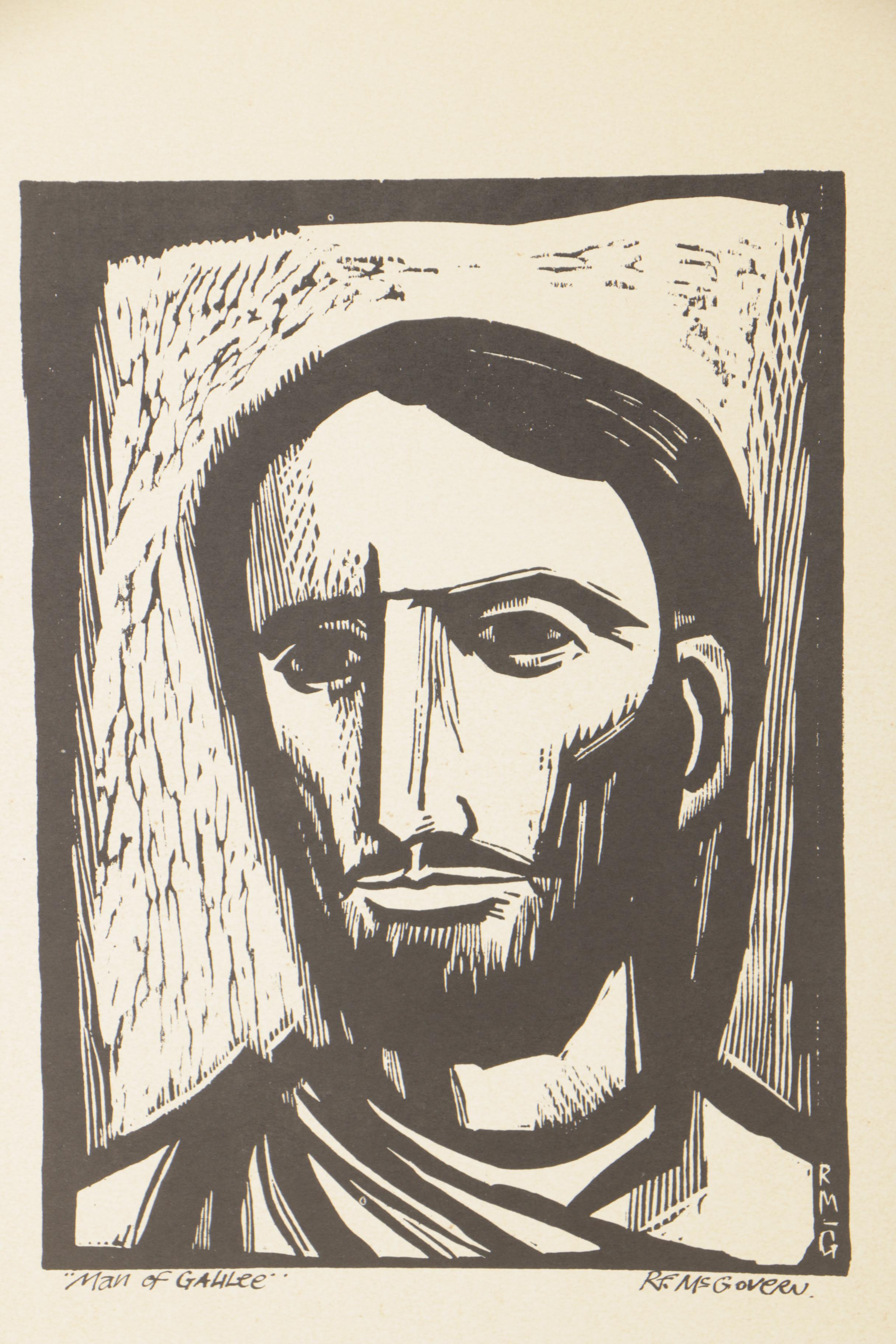 Woodcut Print After Rf. McGovern "Man of Galilee"