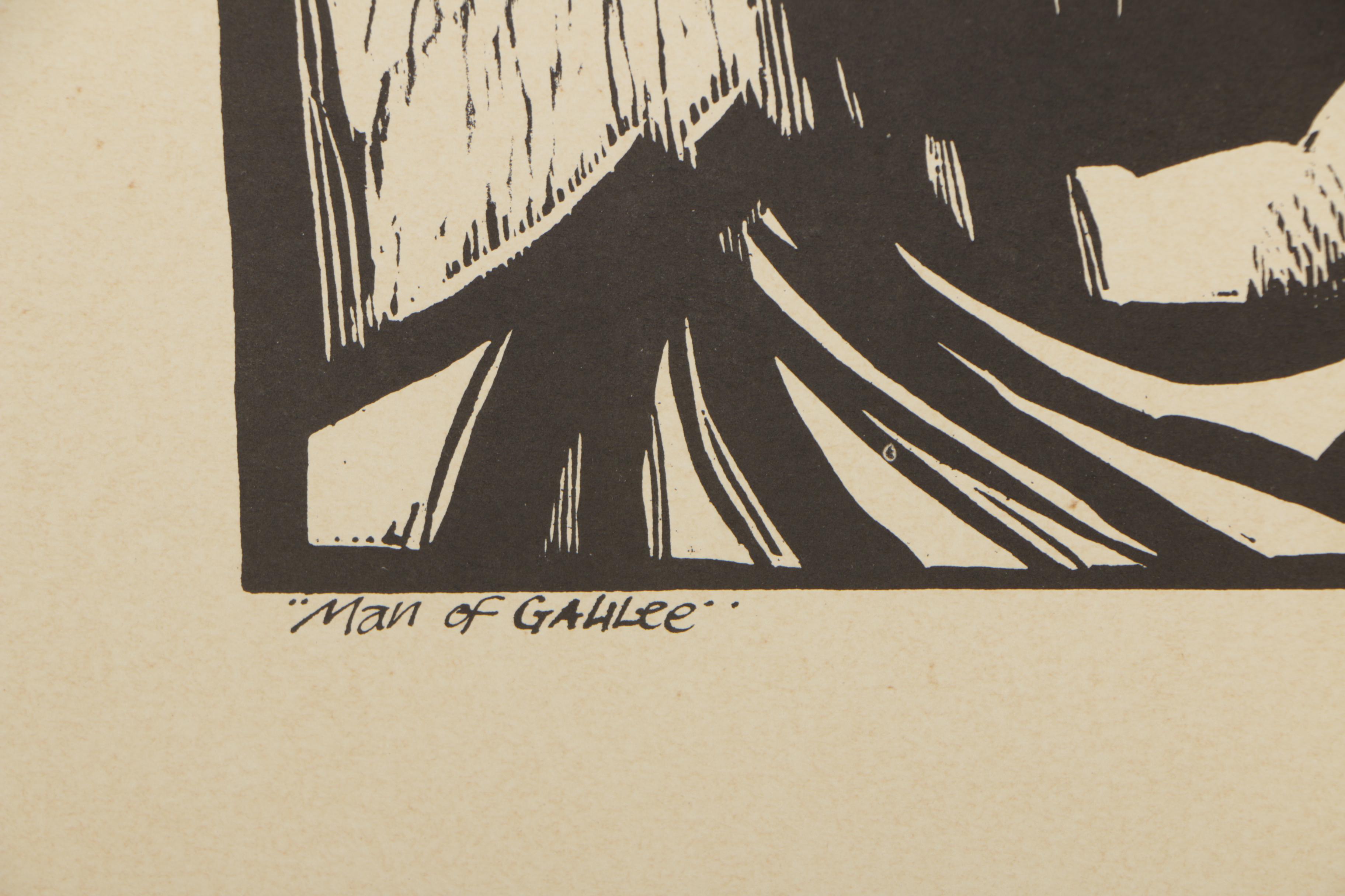 Woodcut Print After Rf. McGovern "Man of Galilee"