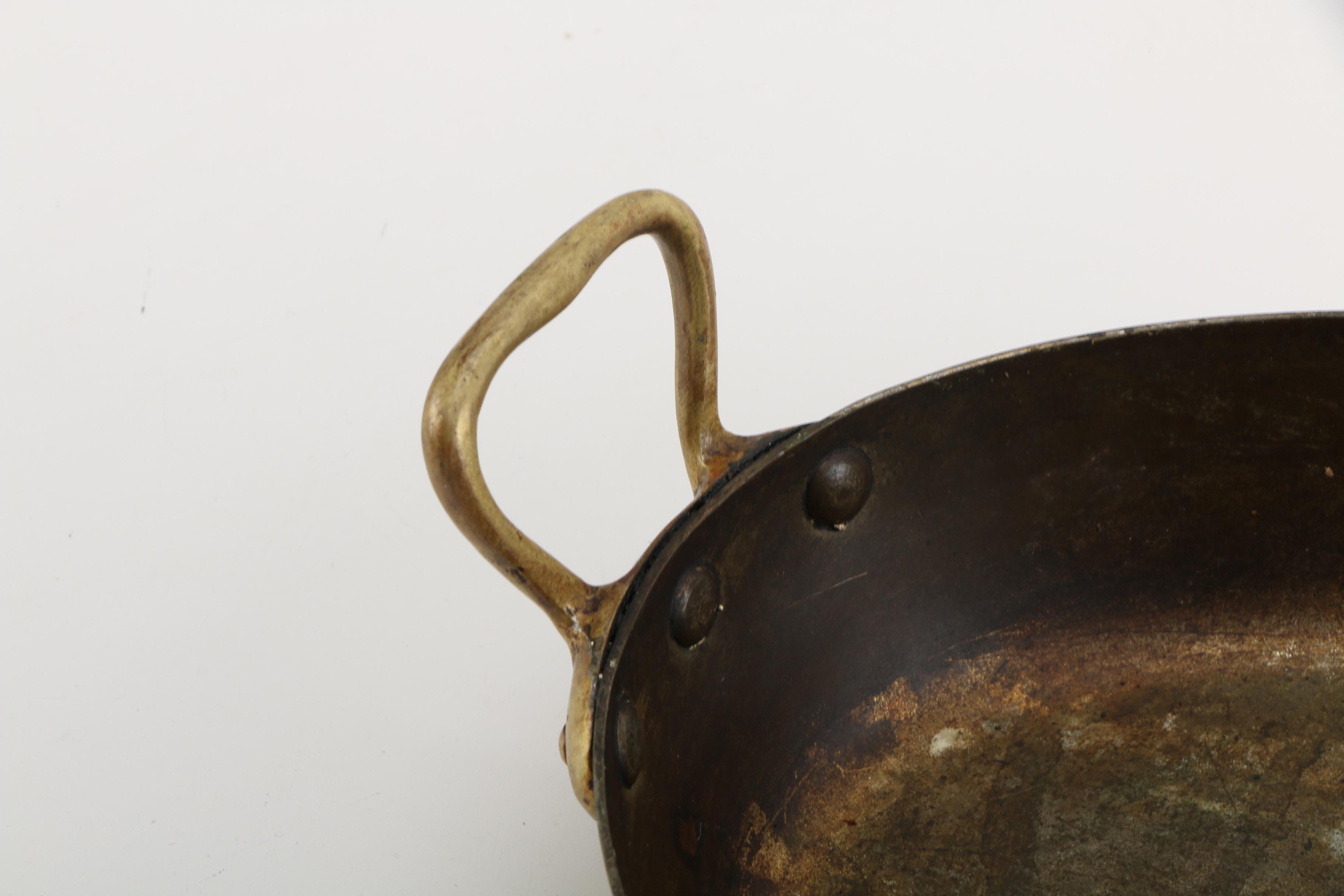 Vintage French Copper Au Gratin Pans Including Bonjour and E. Dehillerin