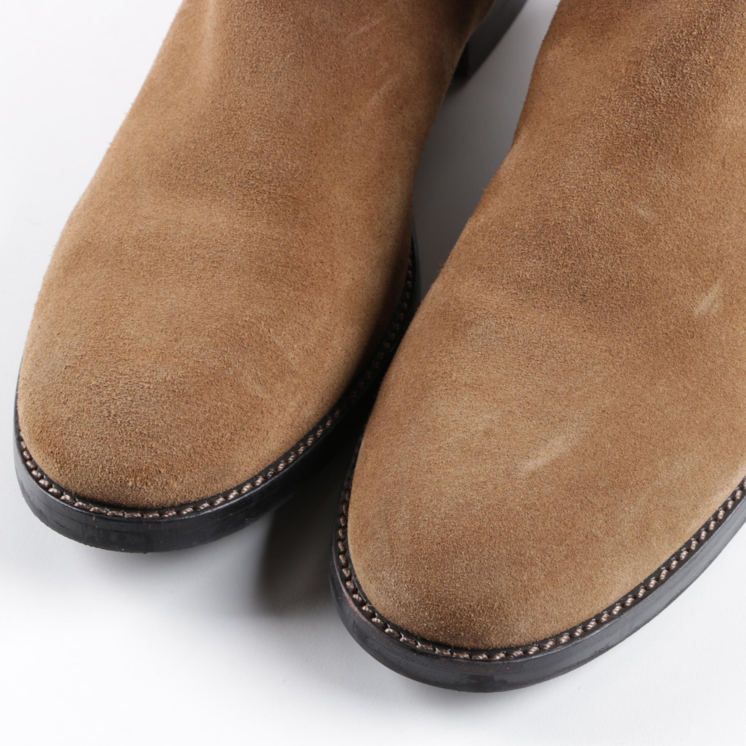 Tory Burch Selden Tan Suede Riding Boots