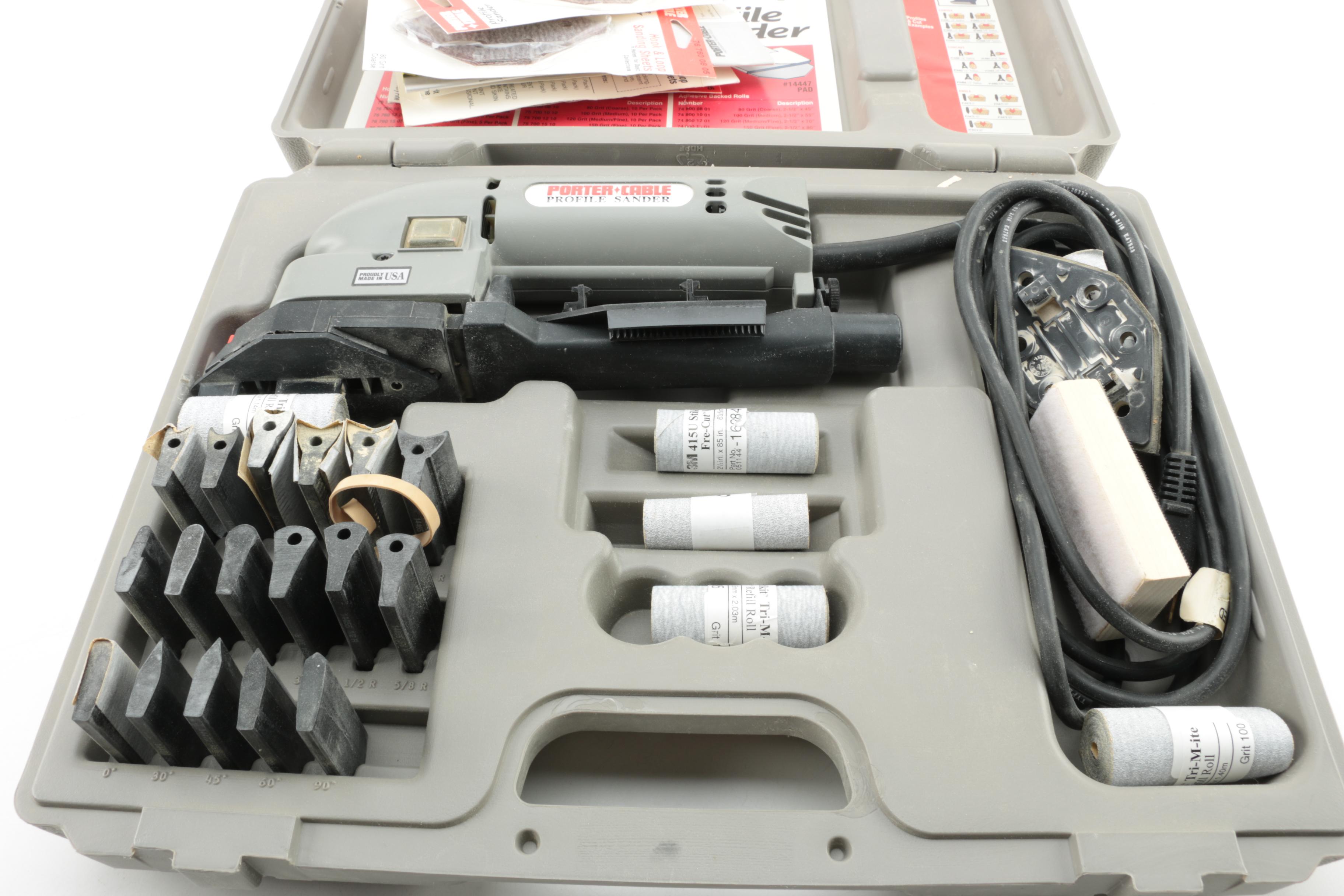 Porter Cable Model 444 Profile Sander with Attachments