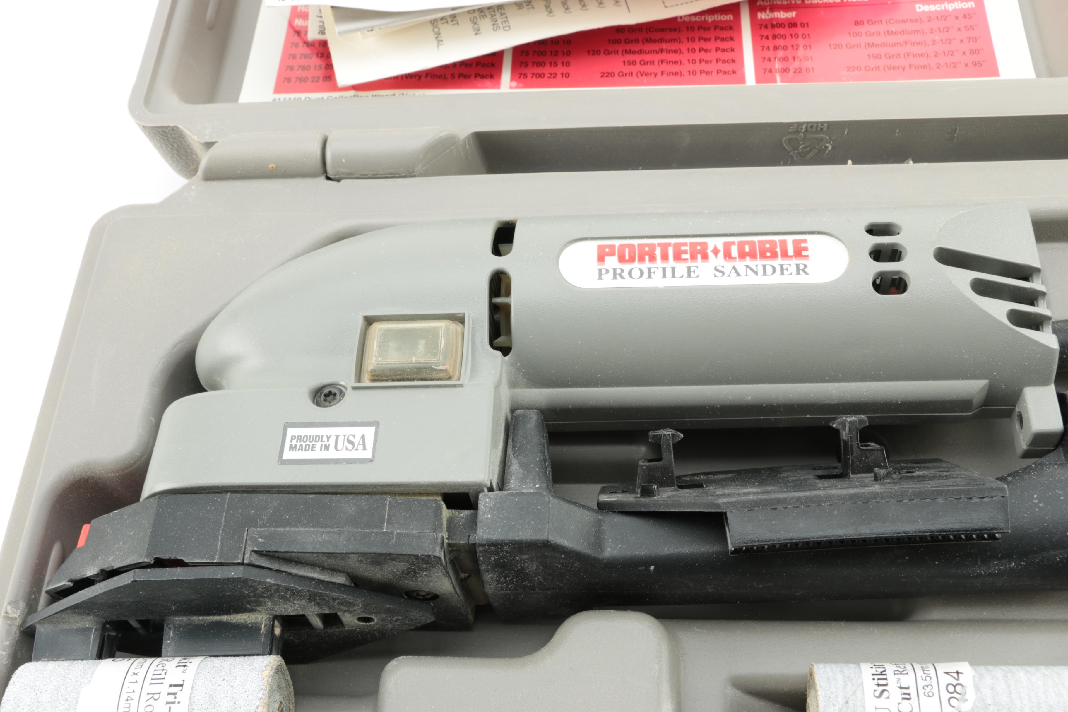 Porter Cable Model 444 Profile Sander with Attachments