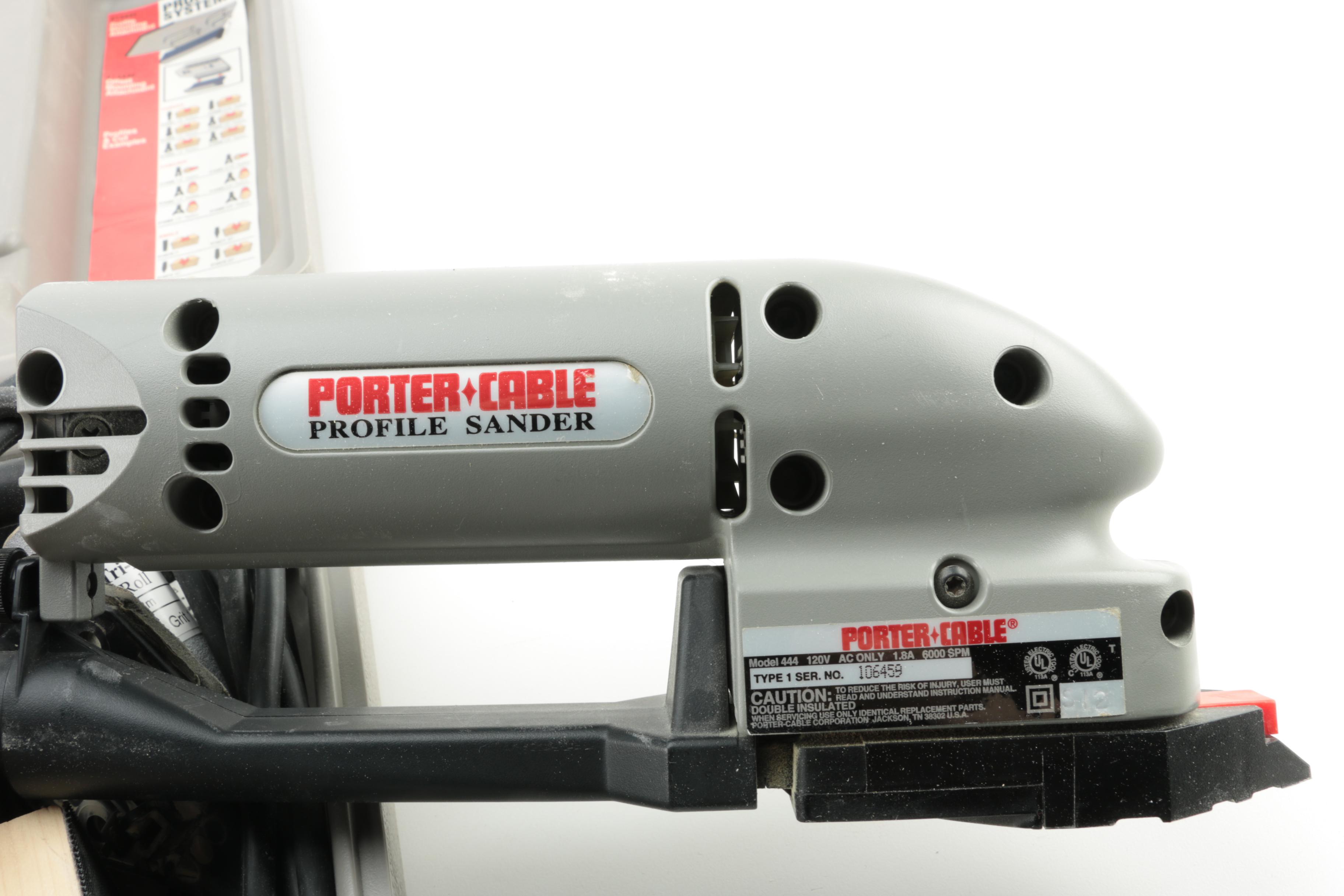 Porter Cable Model 444 Profile Sander with Attachments