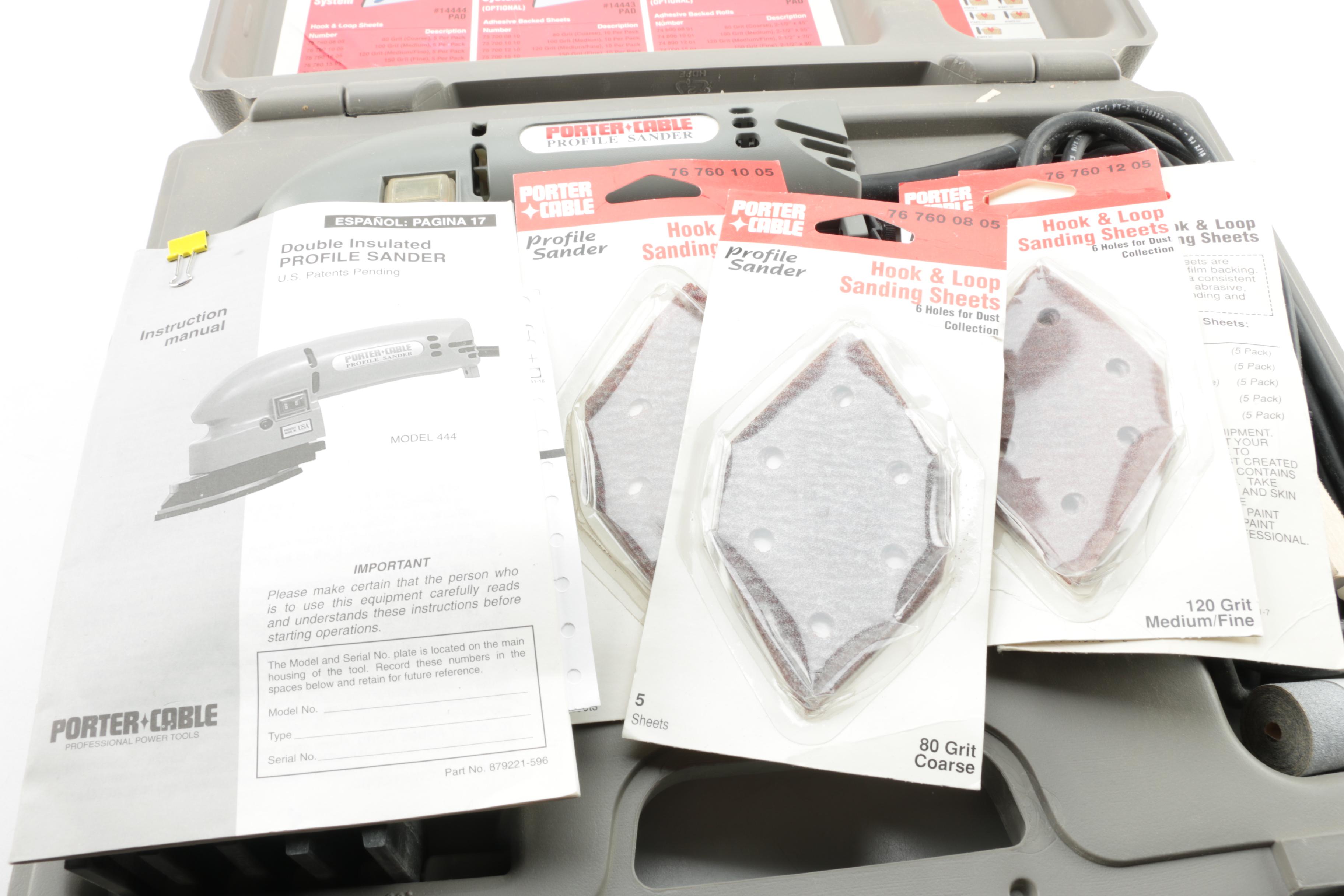 Porter Cable Model 444 Profile Sander with Attachments