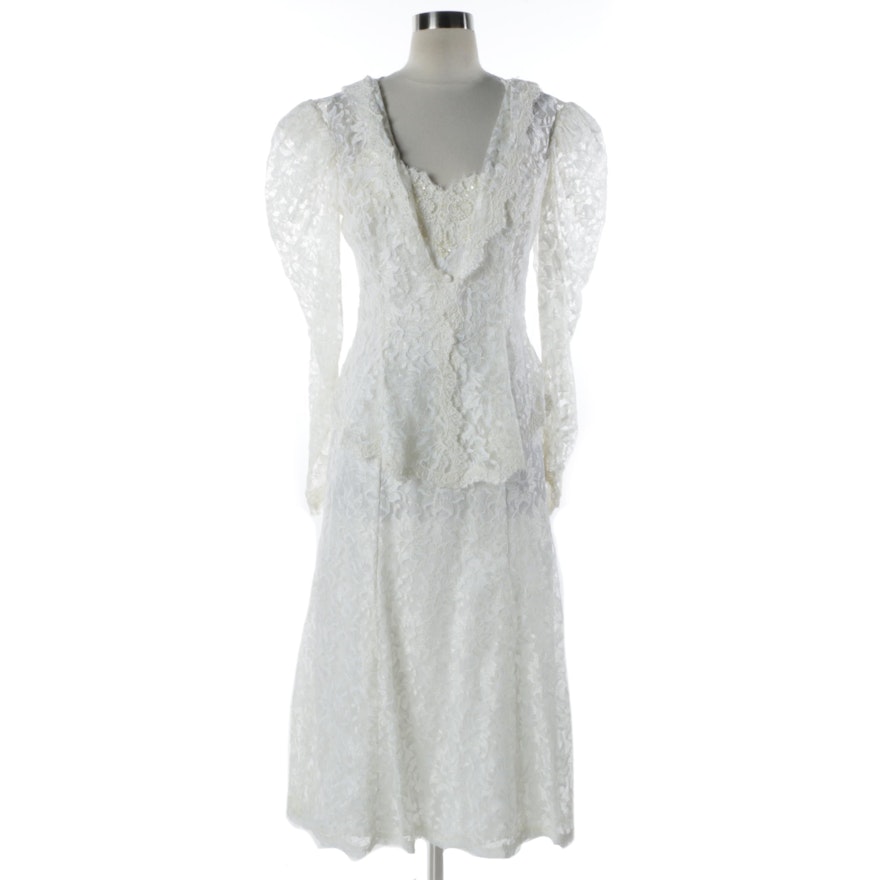 Vintage White Lace Slip Dress and Lace Hooded Jacket