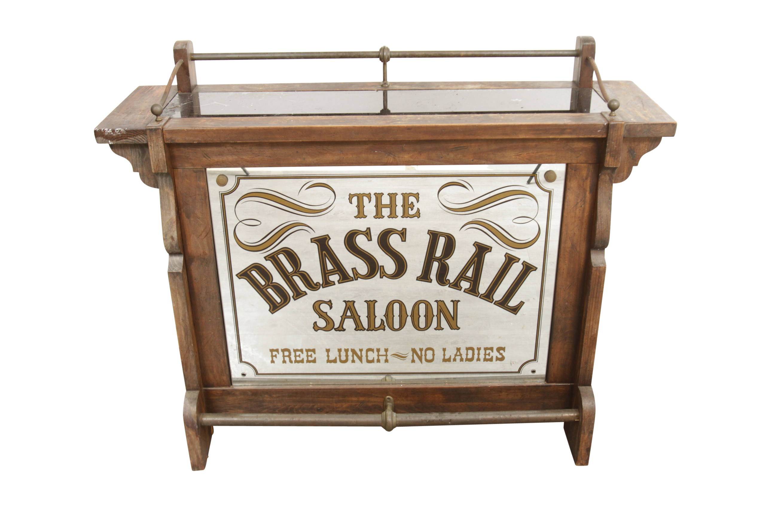 Antique-Style Wood Bar with Saloon Sign
