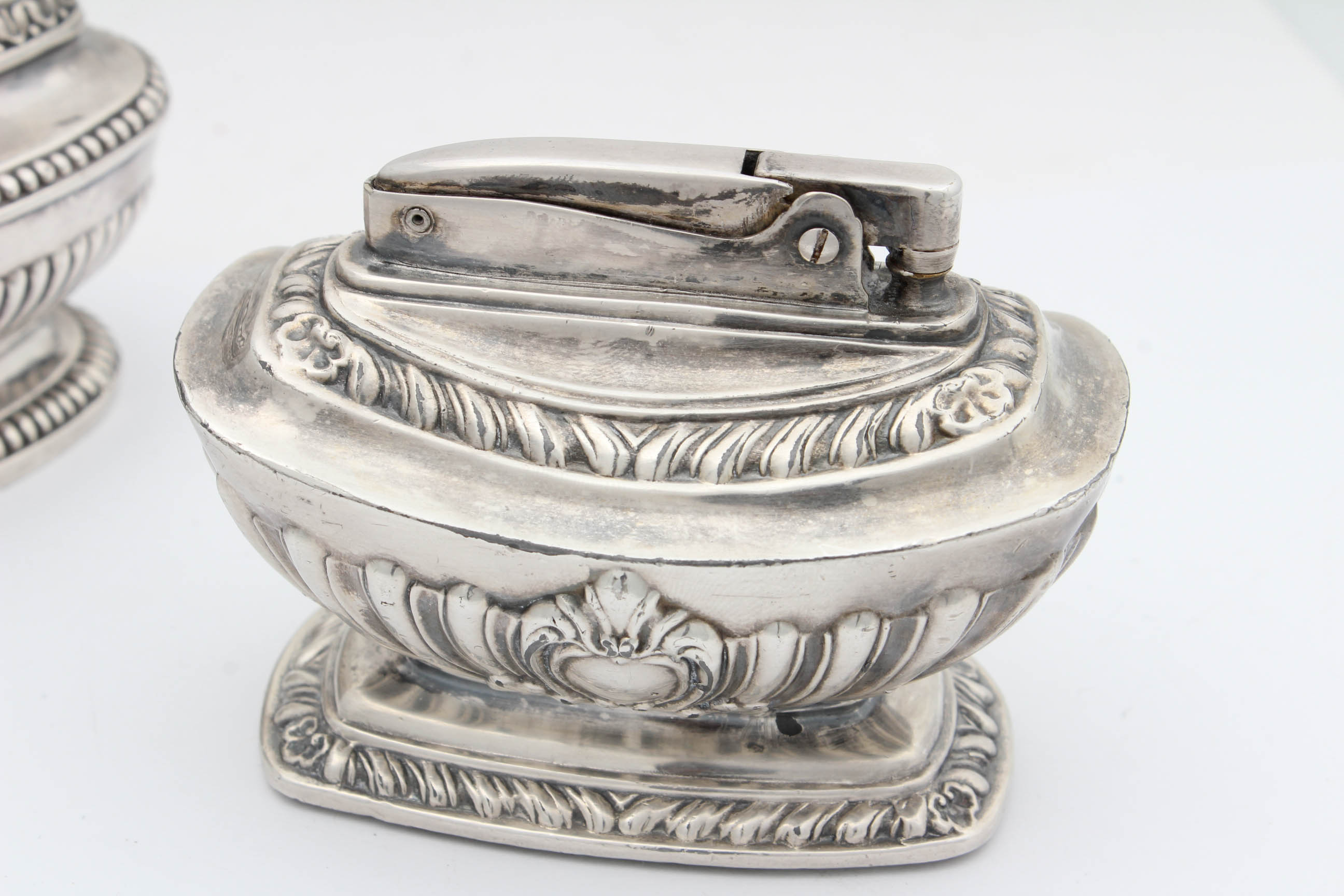 Vintage Ronson Plated Silver Lighters in "Georgian" and "Queen Anne"