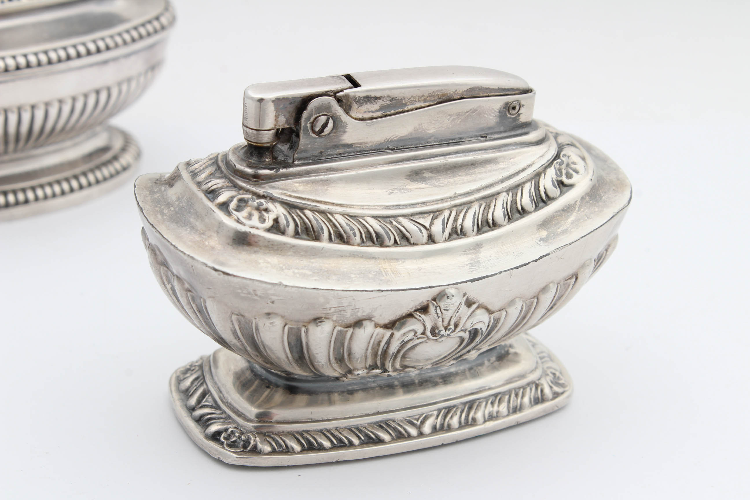 Vintage Ronson Plated Silver Lighters in "Georgian" and "Queen Anne"