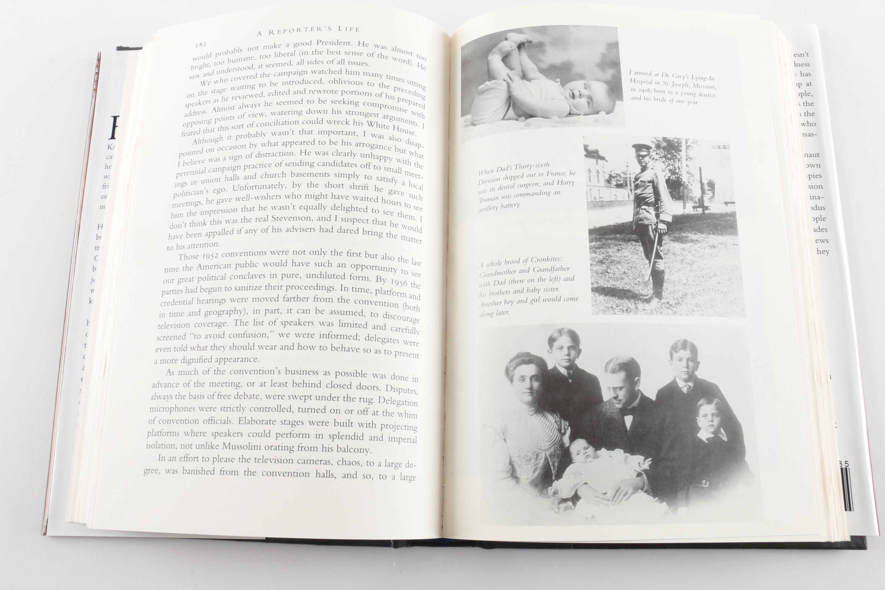 Signed 1996 "A Reporter's Life" by Walter Cronkite