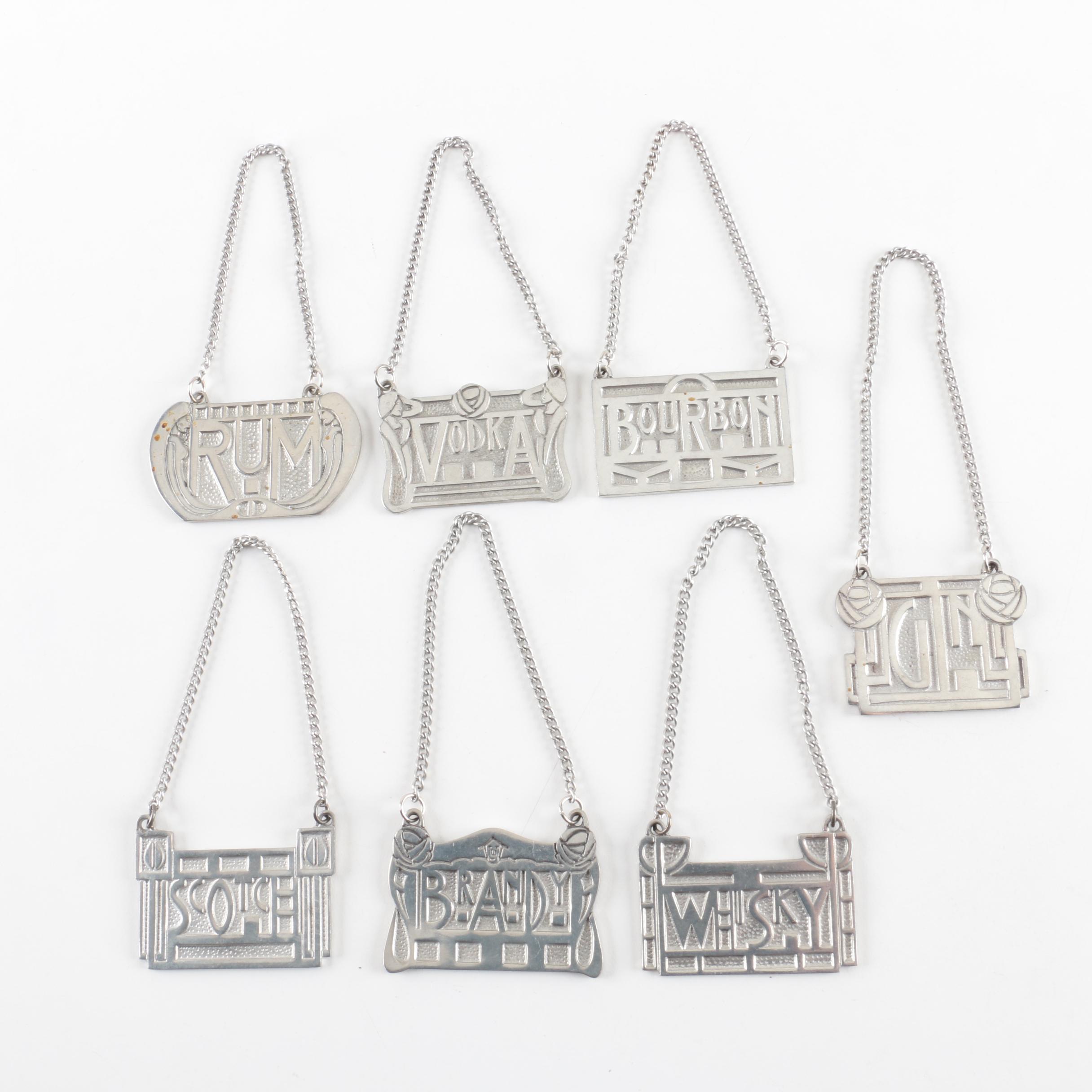 Charles Rennie Mackintosh Style Pewter Bottle Tickets