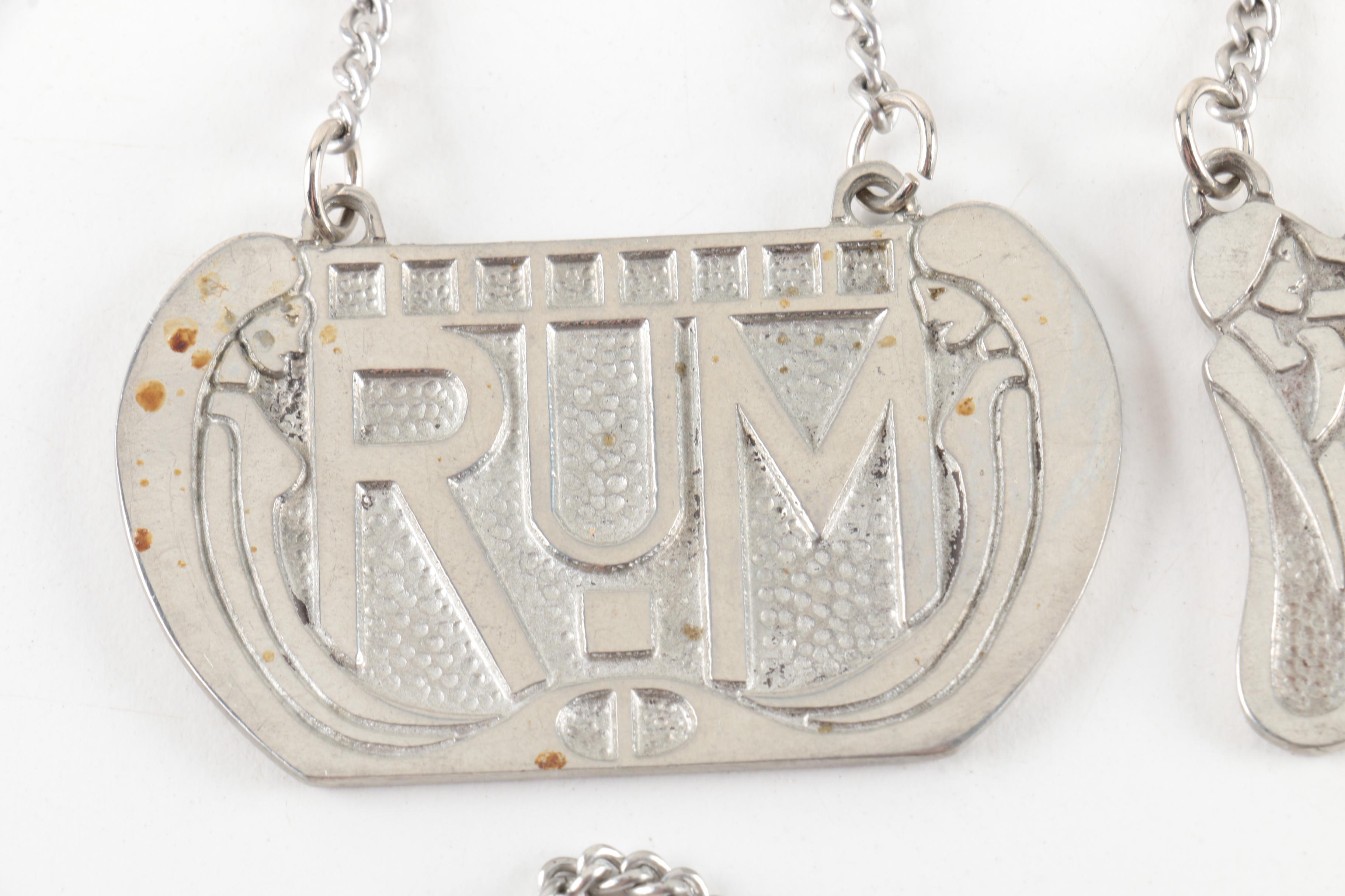 Charles Rennie Mackintosh Style Pewter Bottle Tickets