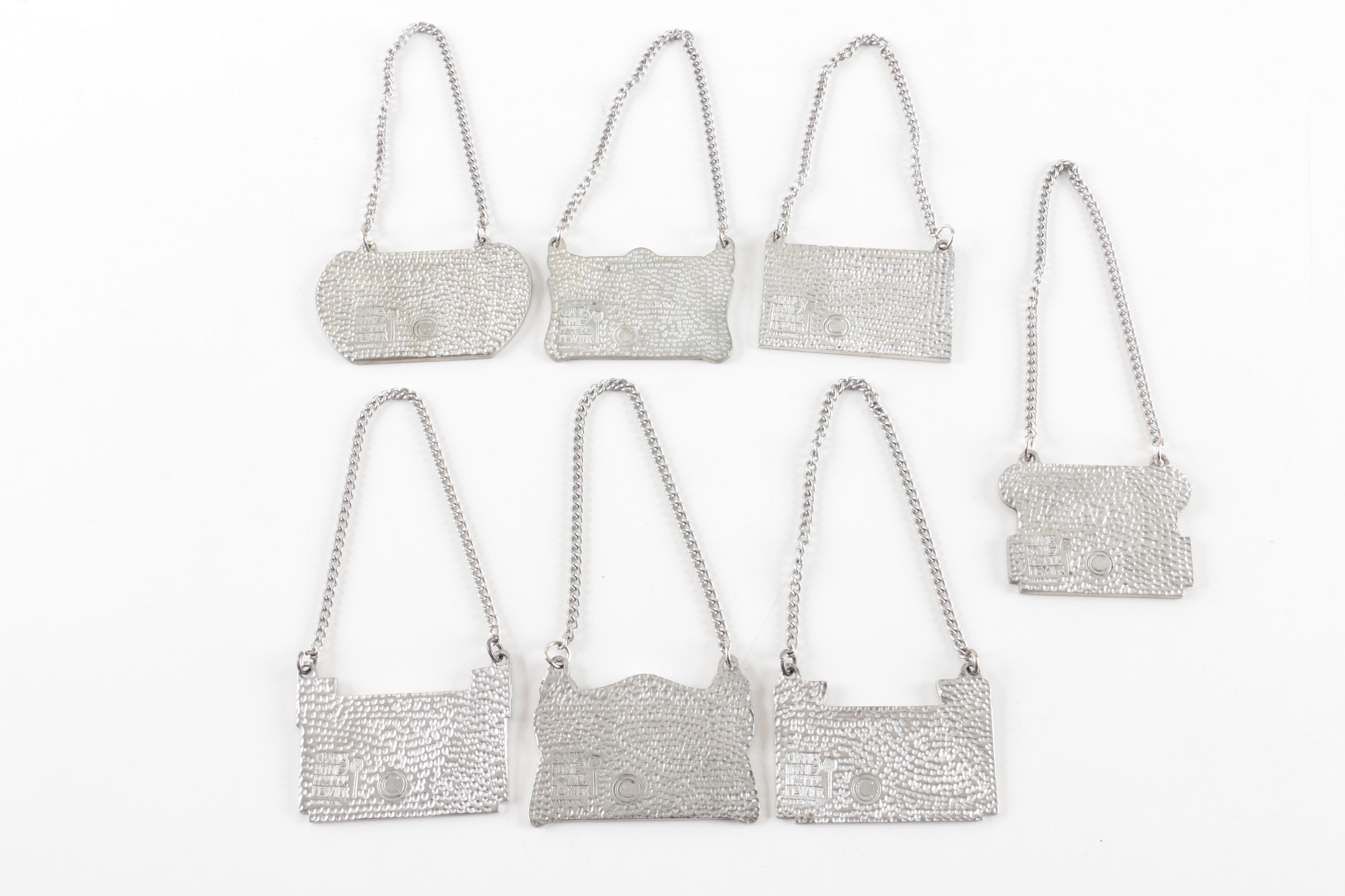 Charles Rennie Mackintosh Style Pewter Bottle Tickets