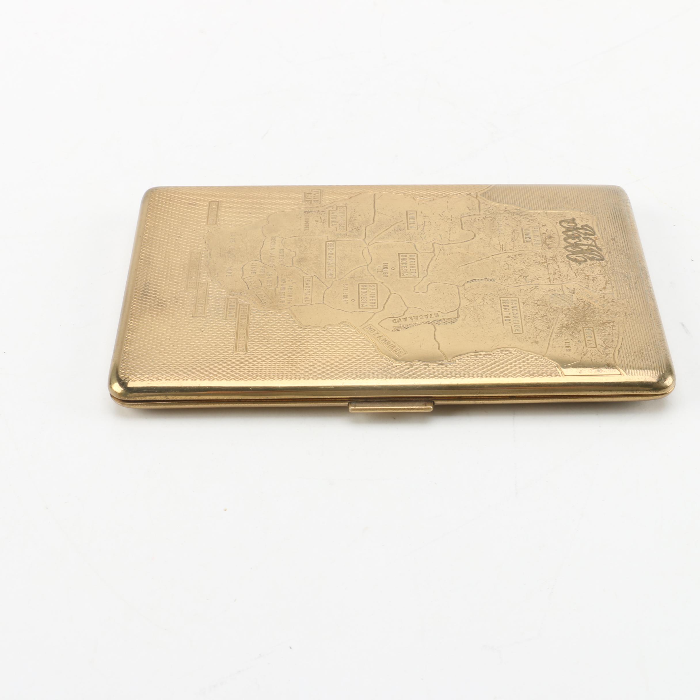 Har-Bro Cigarette Case Decorated With Map of Southern Africa