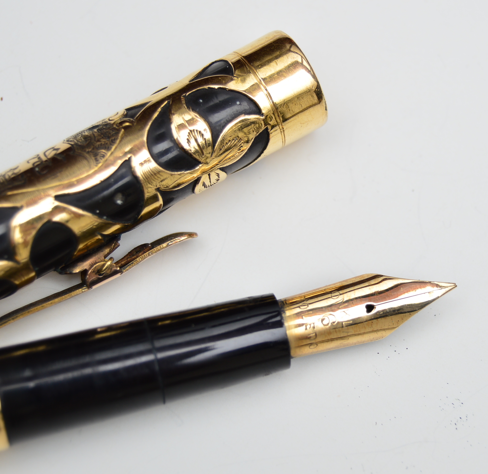 Circa 1915 Conk-Clip No. 6 Fountain Pen and Vintage Celluloid Pendant