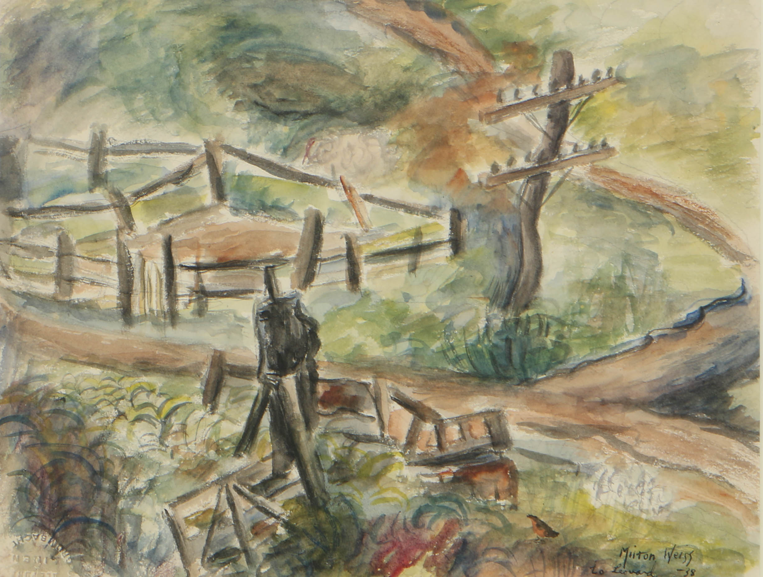 Milton Weiss 1938 Watercolor Painting